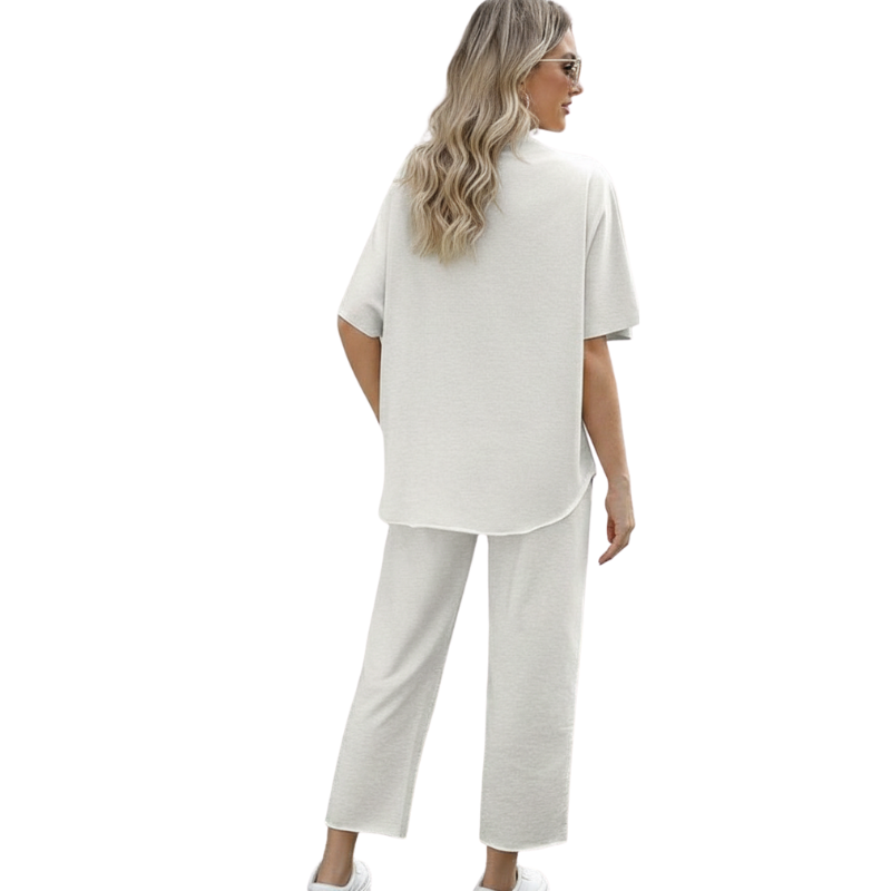 Womens Two Piece Outfits Batwing Sleeve Capelet Crew Neck Pullover Top Wide Leg Pants Lounge Set