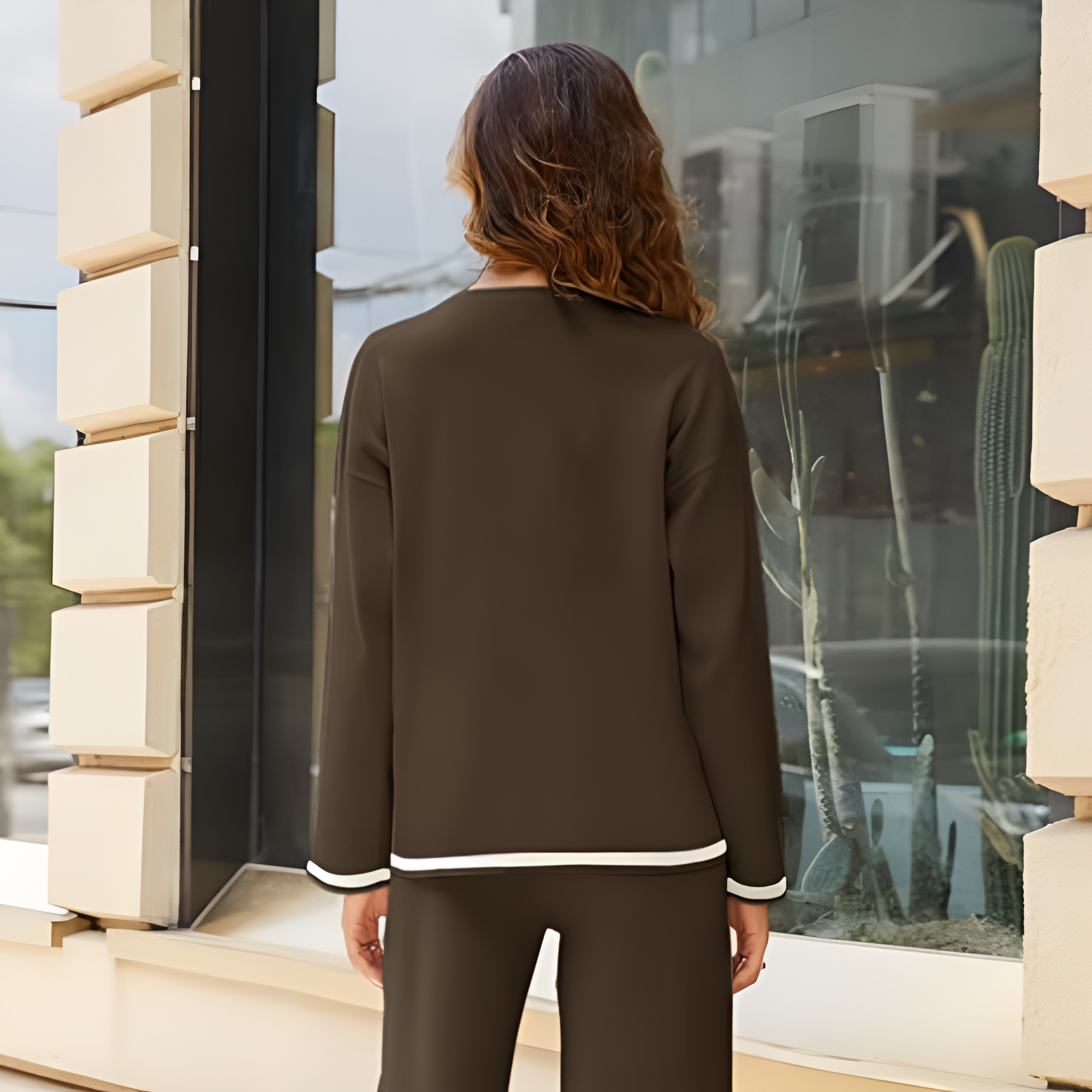 Two Piece Long Sleeve Knit Sweater And Wide Fit Pants Set