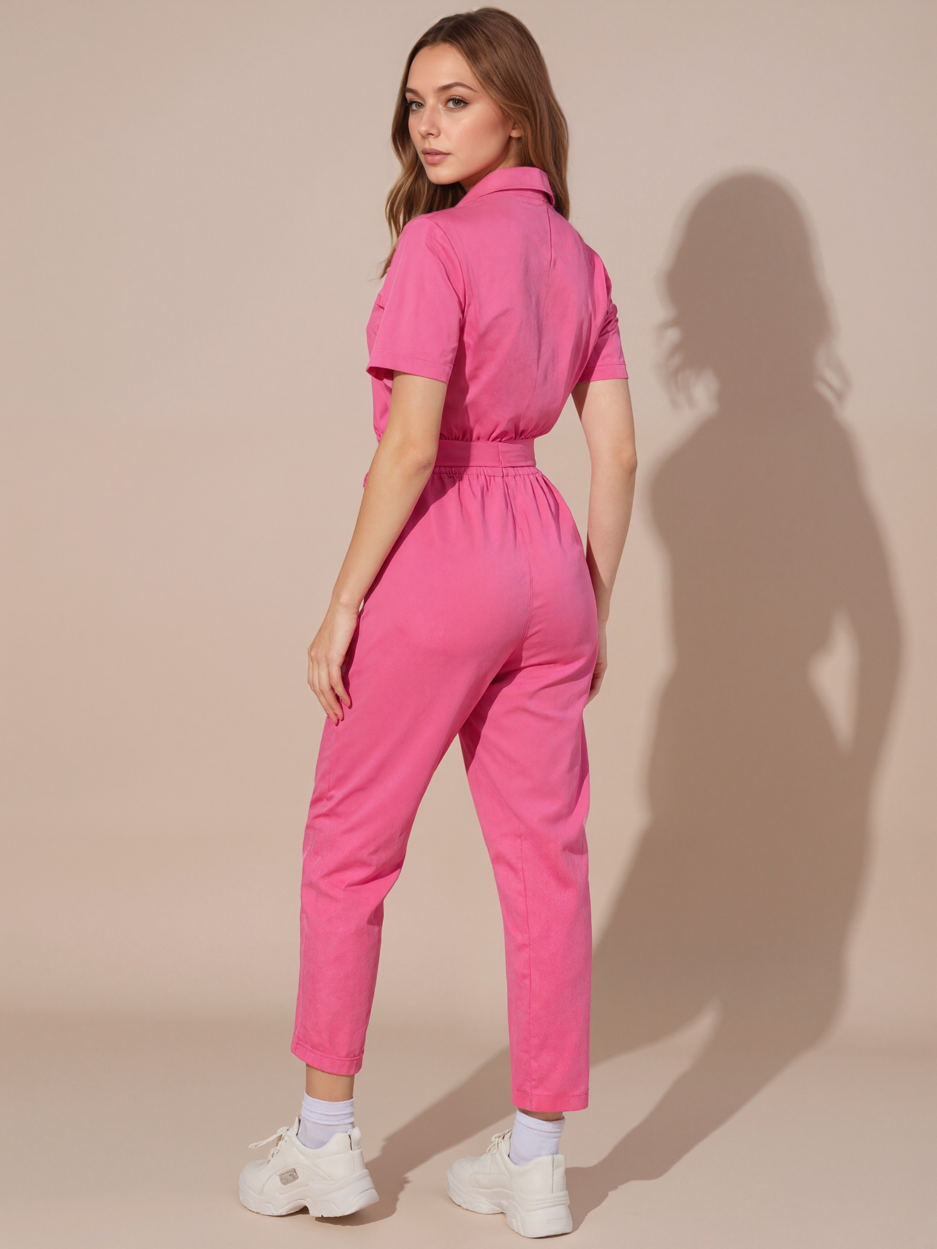 Utility Style Jumpsuit With Front Zipper