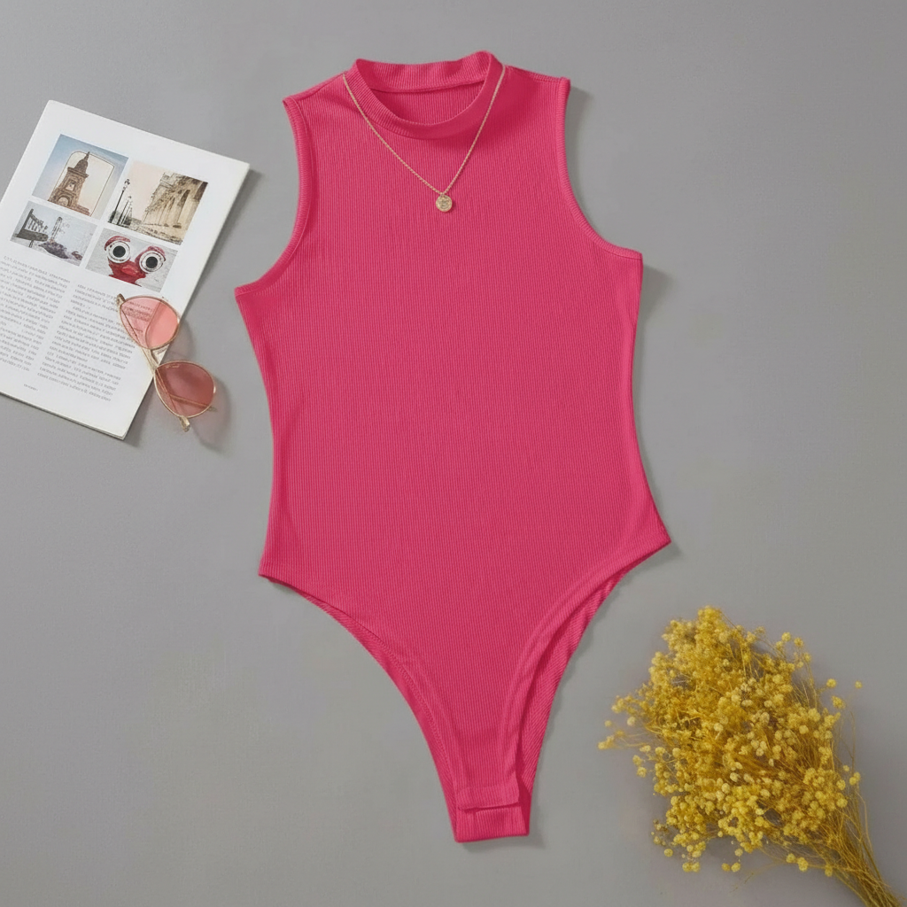 Solid Mock Neck Slim Fit Bodysuit