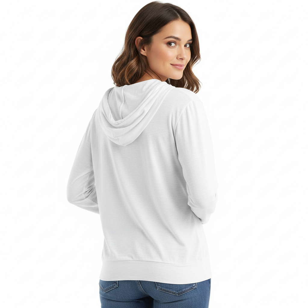 Casual Hoodie With Full Zip And Pockets For Women