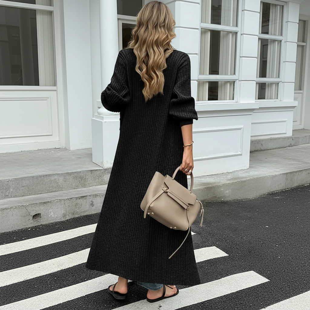 Long Sleeve Button Front Chunky Style Knit Cardigan Sweater Coat