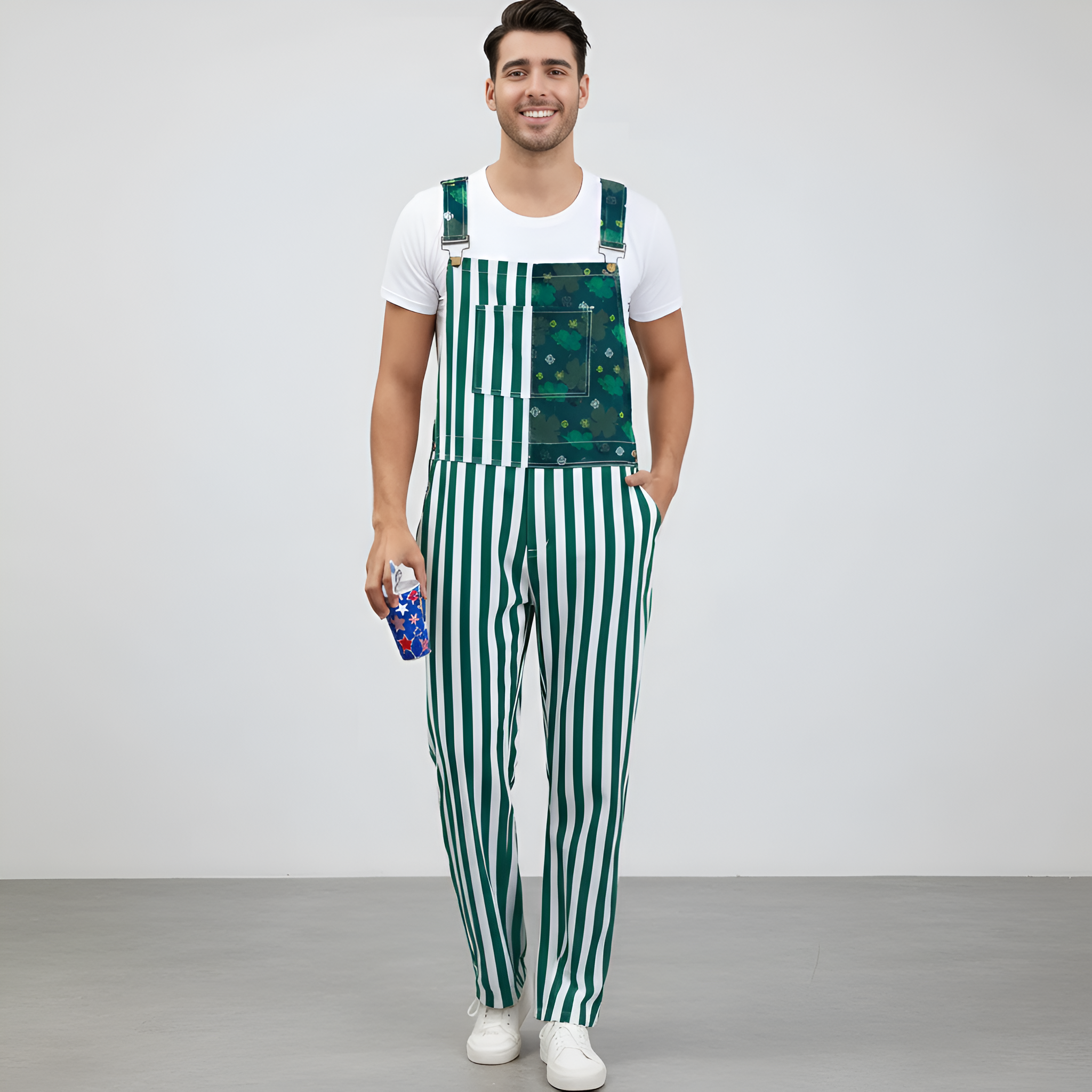 Stripe Denim Jumpsuit With Adjustable Strap