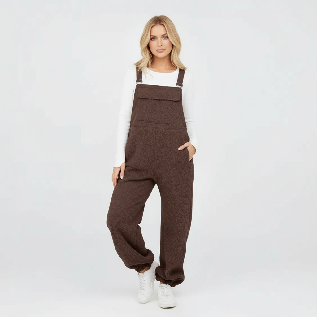 Fleece Strap Overall One Piece Set