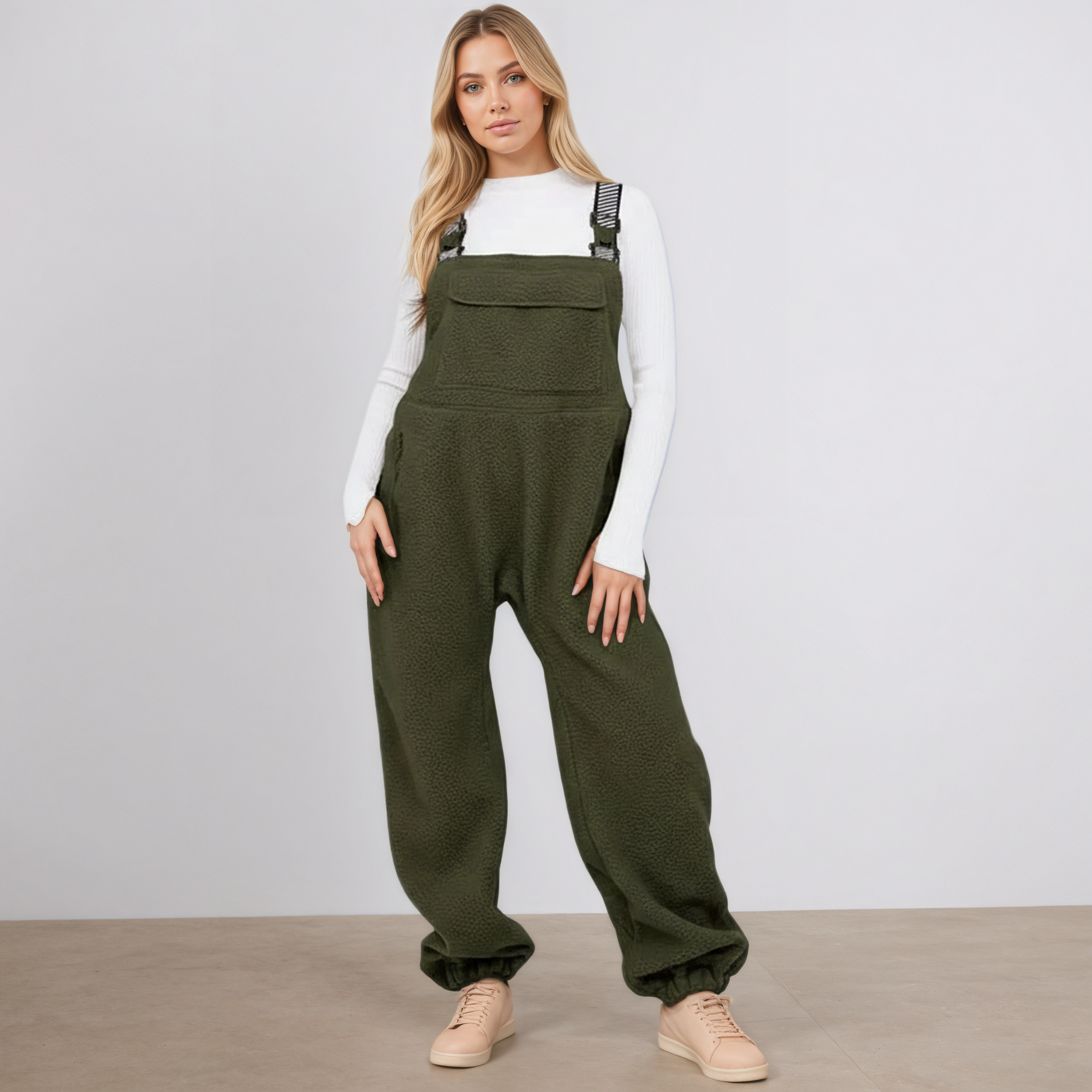 Fleece Bib Overalls With Side Pockets