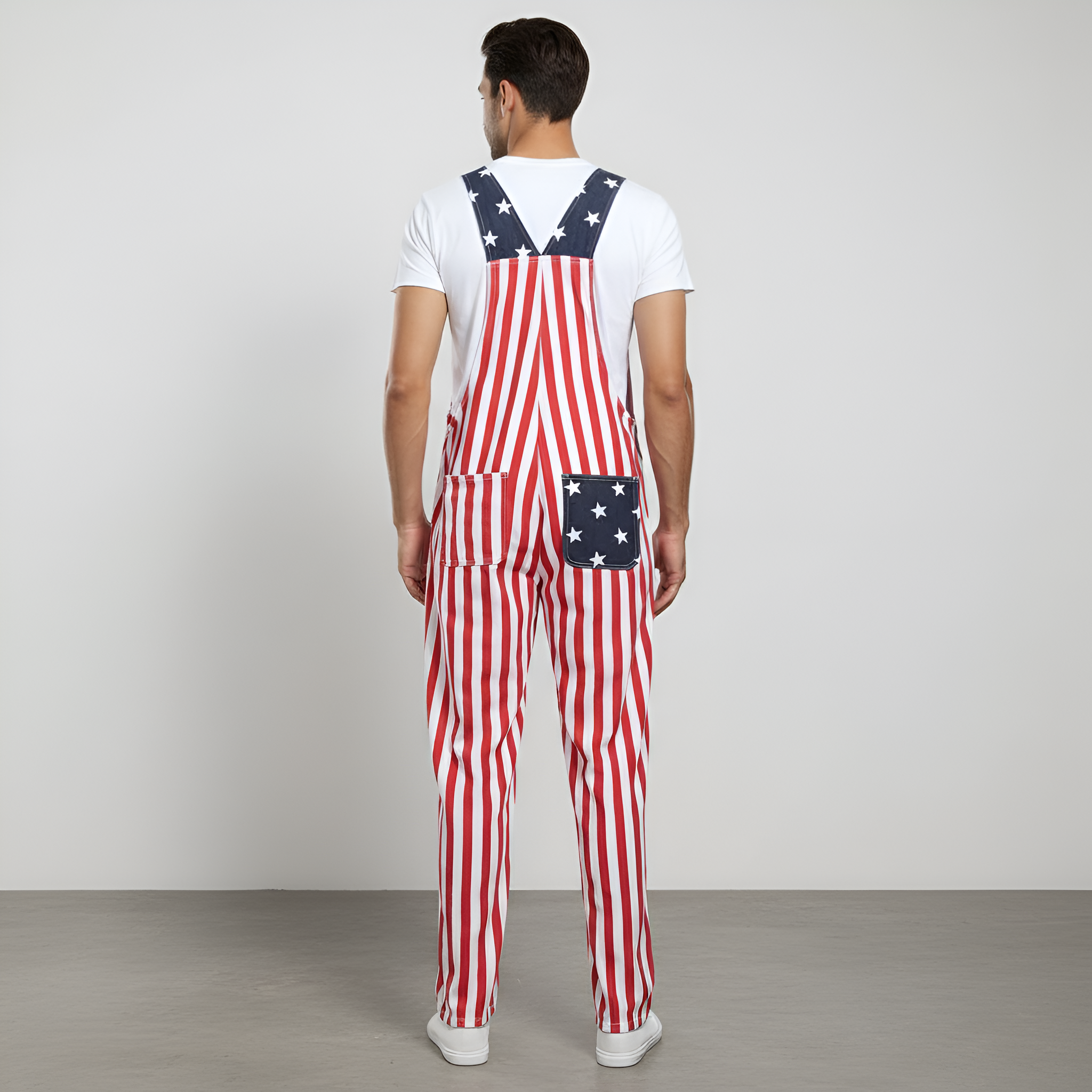 Stripe Denim Jumpsuit With Adjustable Strap