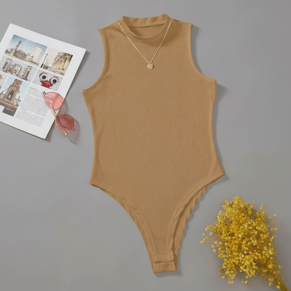 Solid Mock Neck Slim Fit Bodysuit