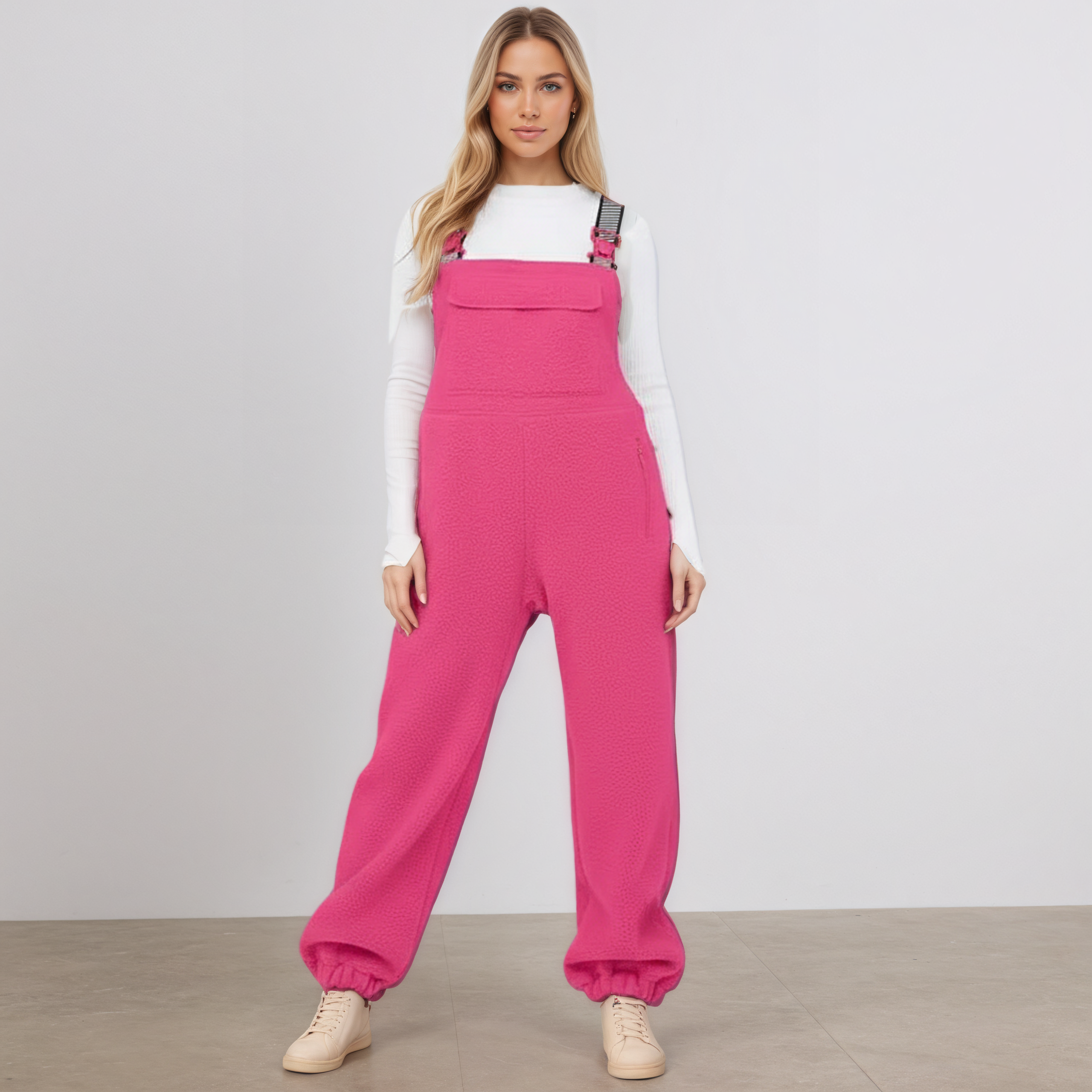 Fleece Bib Overalls With Side Pockets