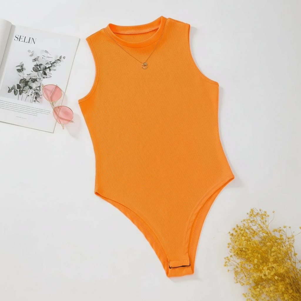 Solid Mock Neck Slim Fit Bodysuit