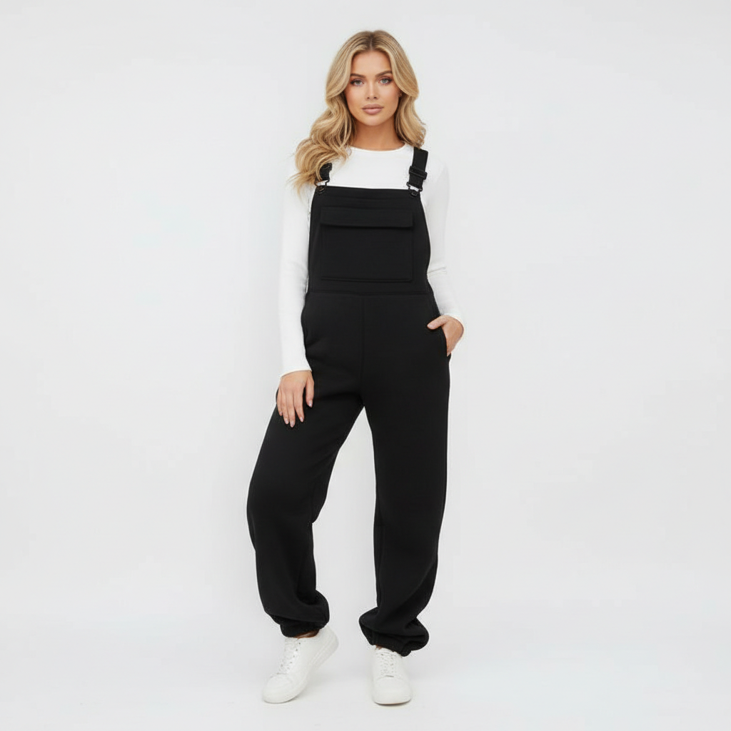 Fleece Strap Overall One Piece Set
