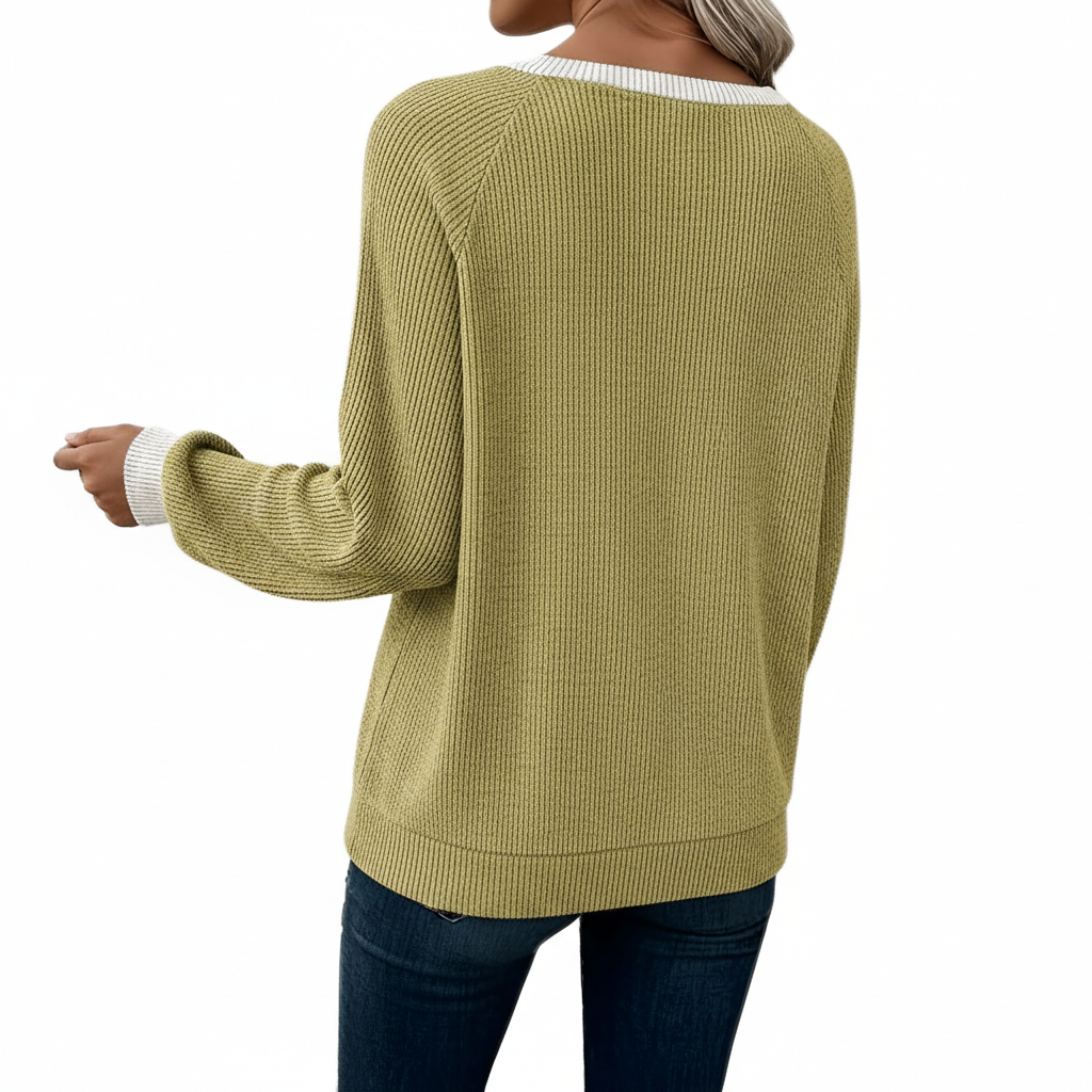 Long Sleeve Shirts With Patchwork Button Detail For Women