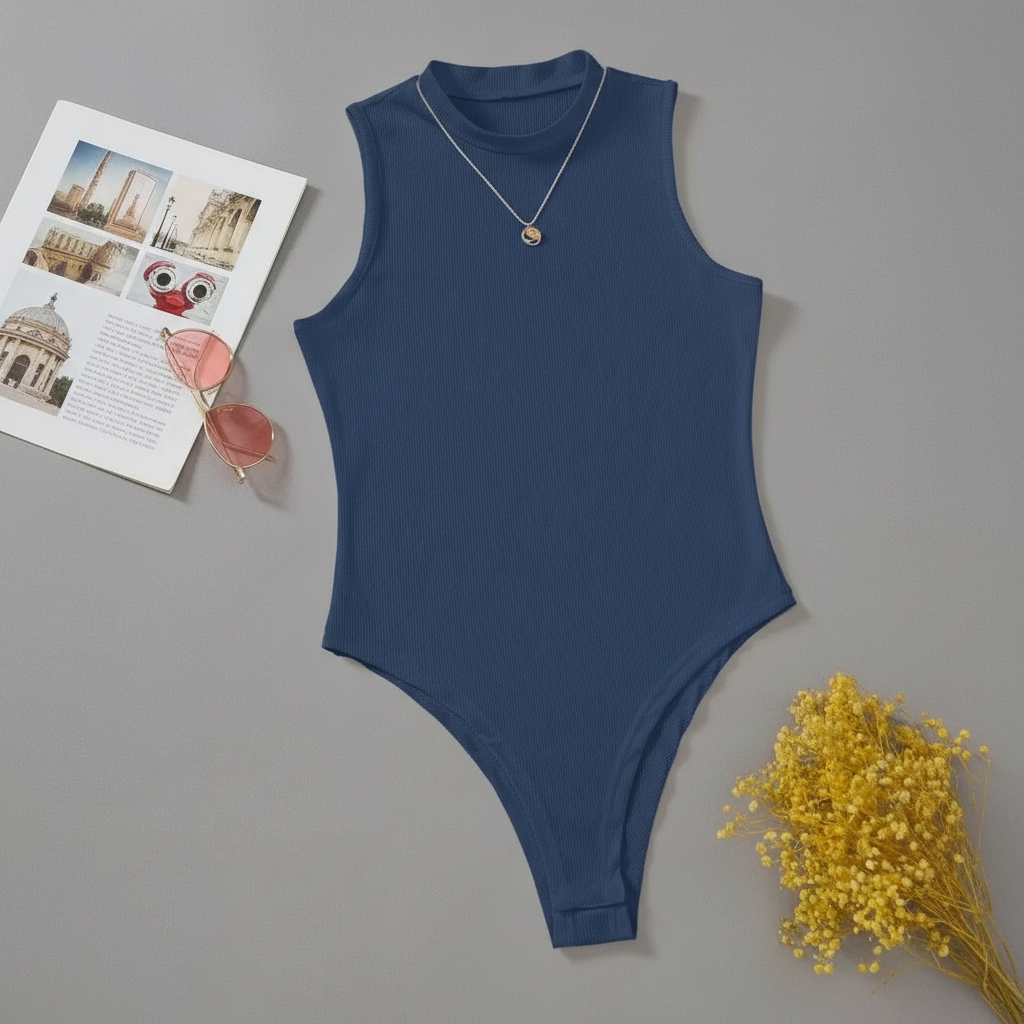 Solid Mock Neck Slim Fit Bodysuit