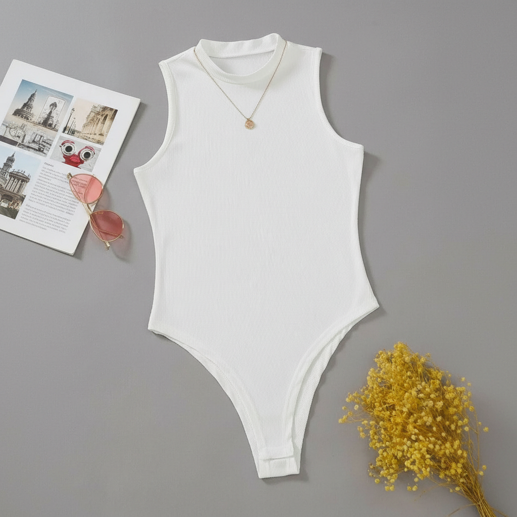 Solid Mock Neck Slim Fit Bodysuit