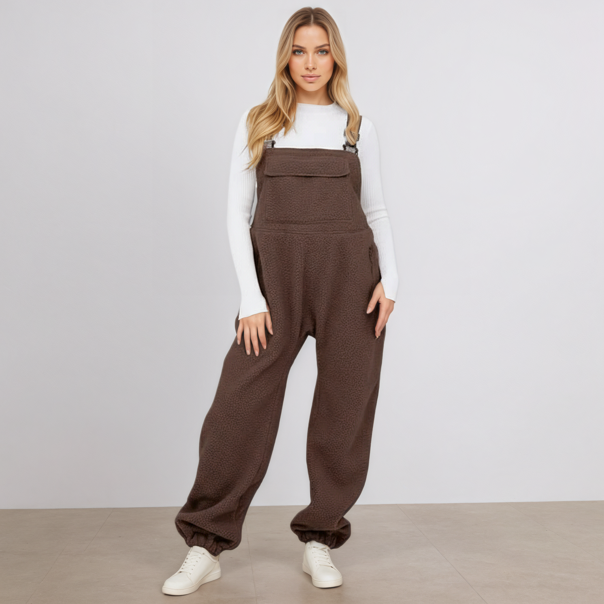Fleece Bib Overalls With Side Pockets