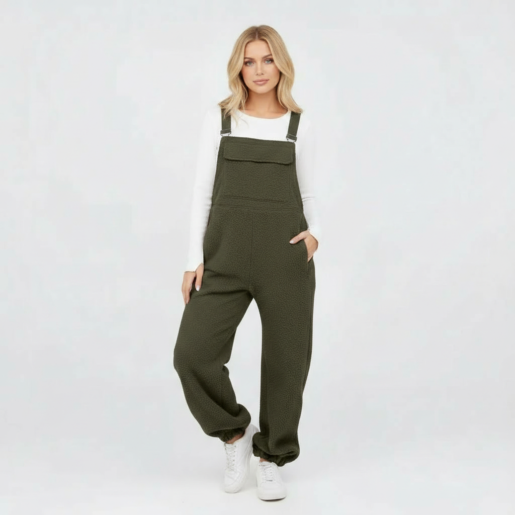 Fleece Strap Overall One Piece Set