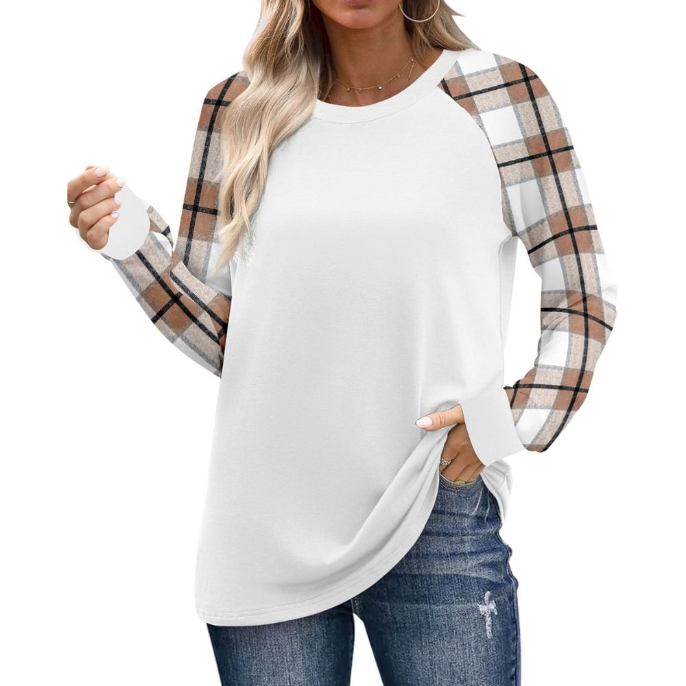 Long Sleeve Shirts for Women Color Tops Casual Crewneck Basic Tees