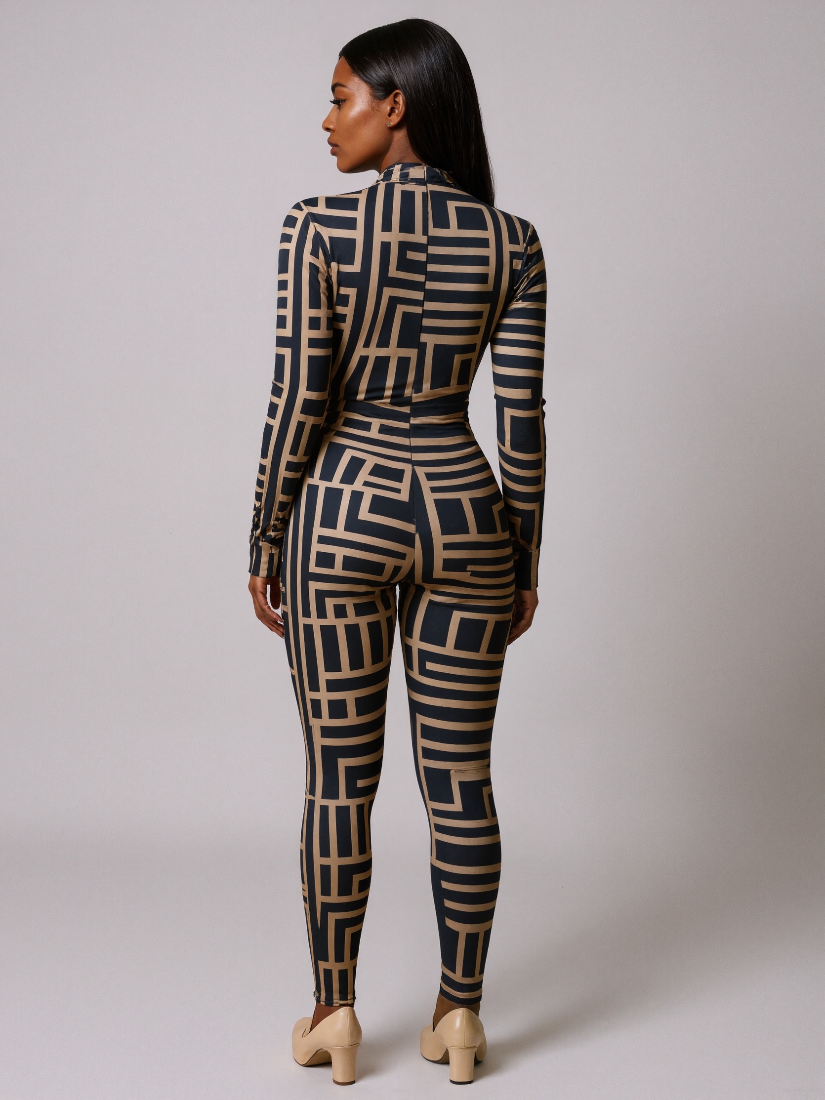 Zip Leopard Patterned One Piece