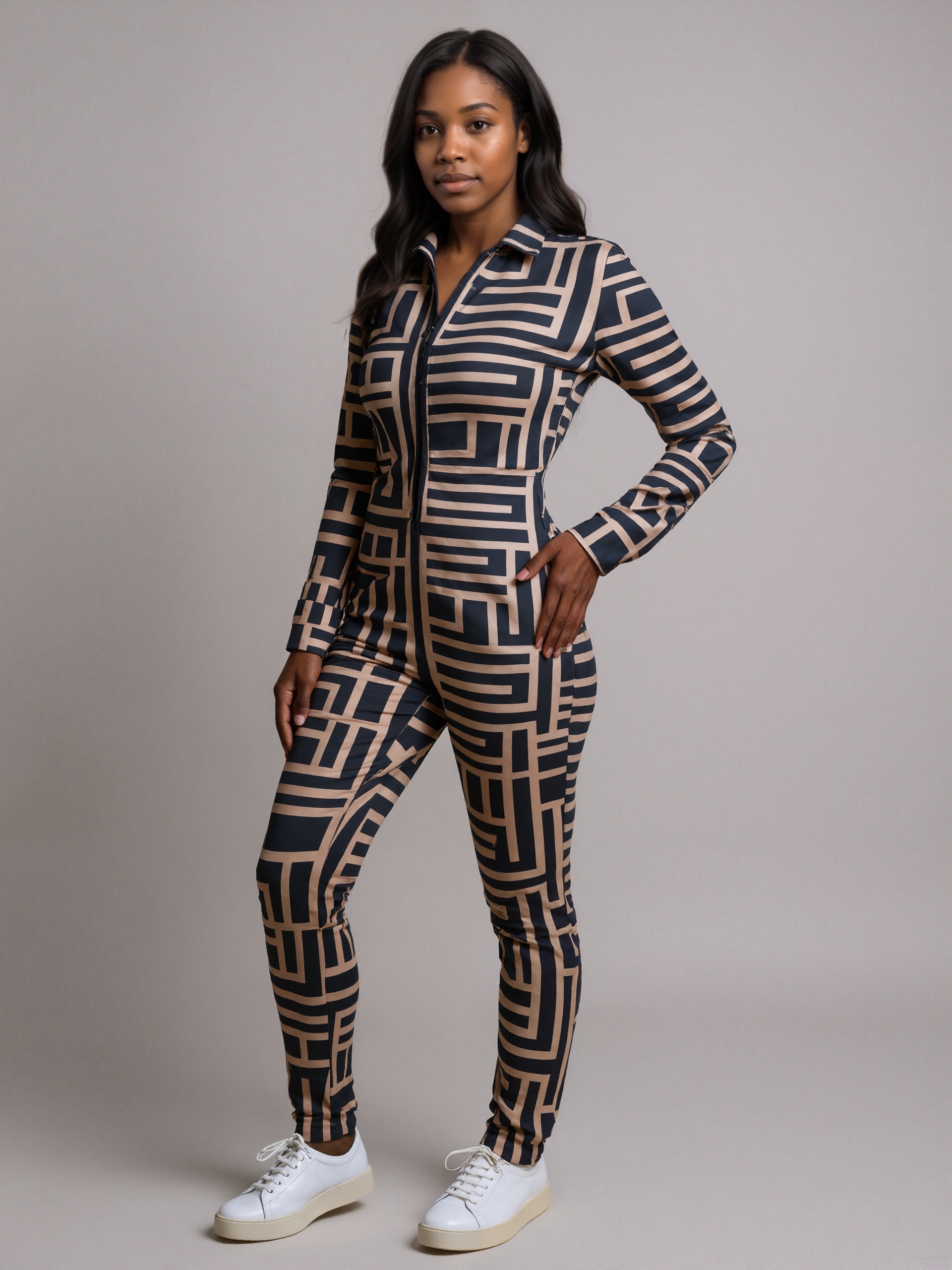 Zip Leopard Patterned One Piece