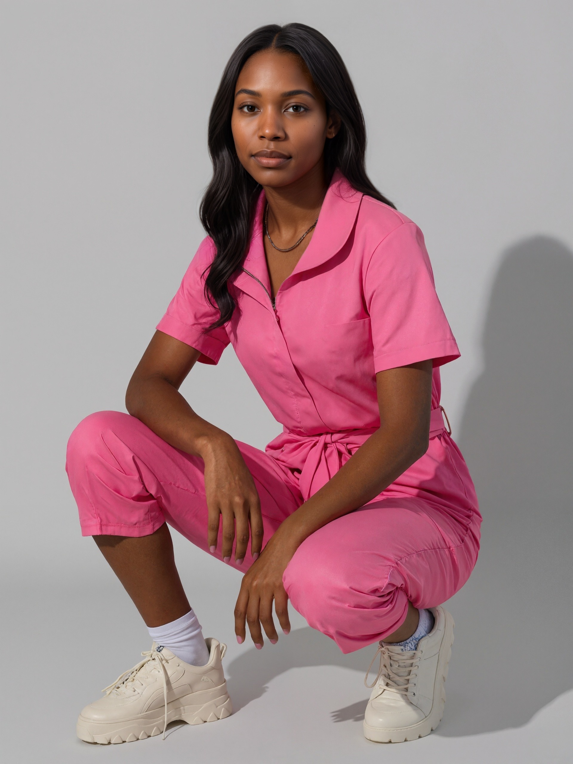 Zipper Front Functional Style Jumpsuit