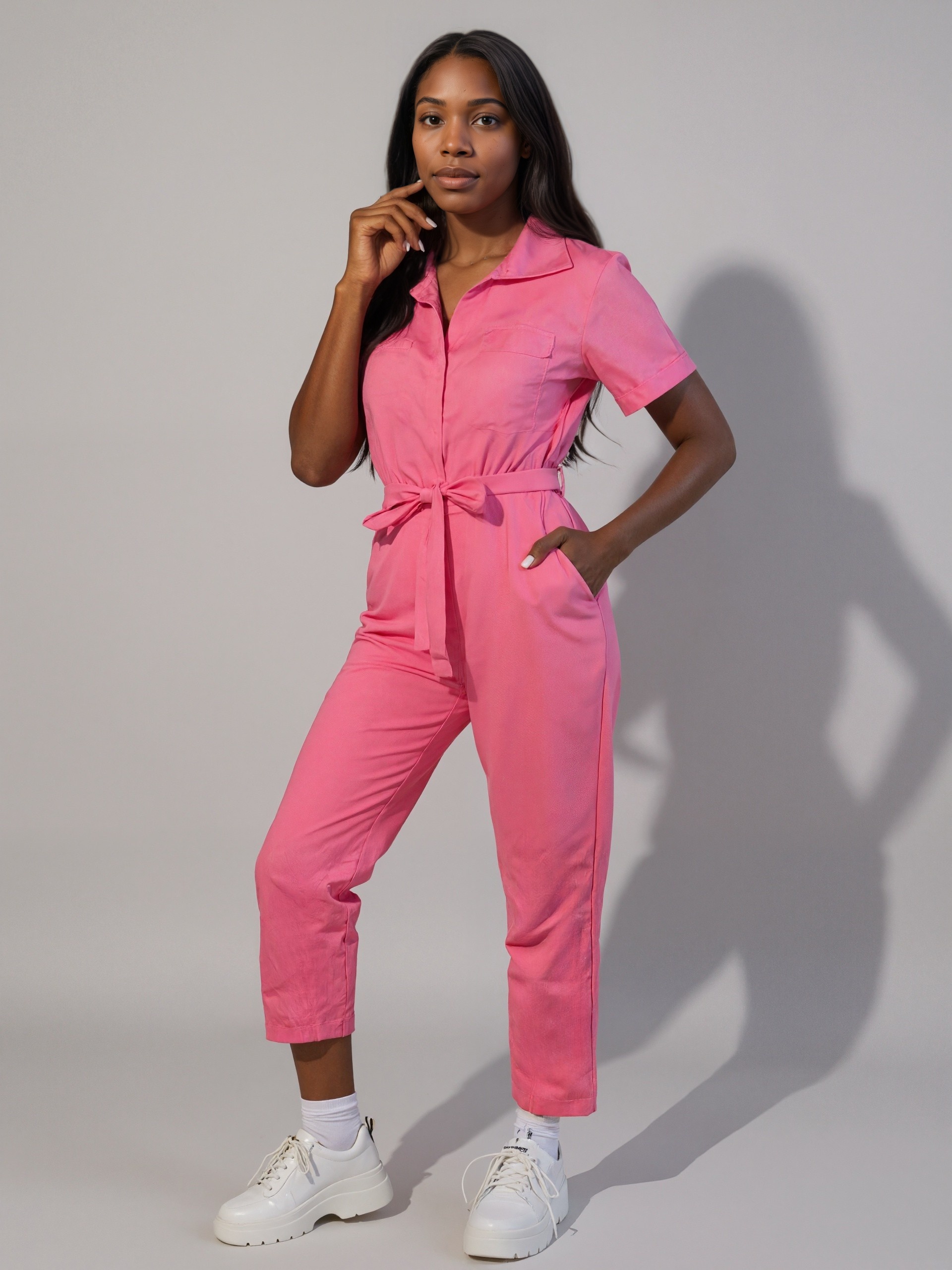 Zipper Front Functional Style Jumpsuit