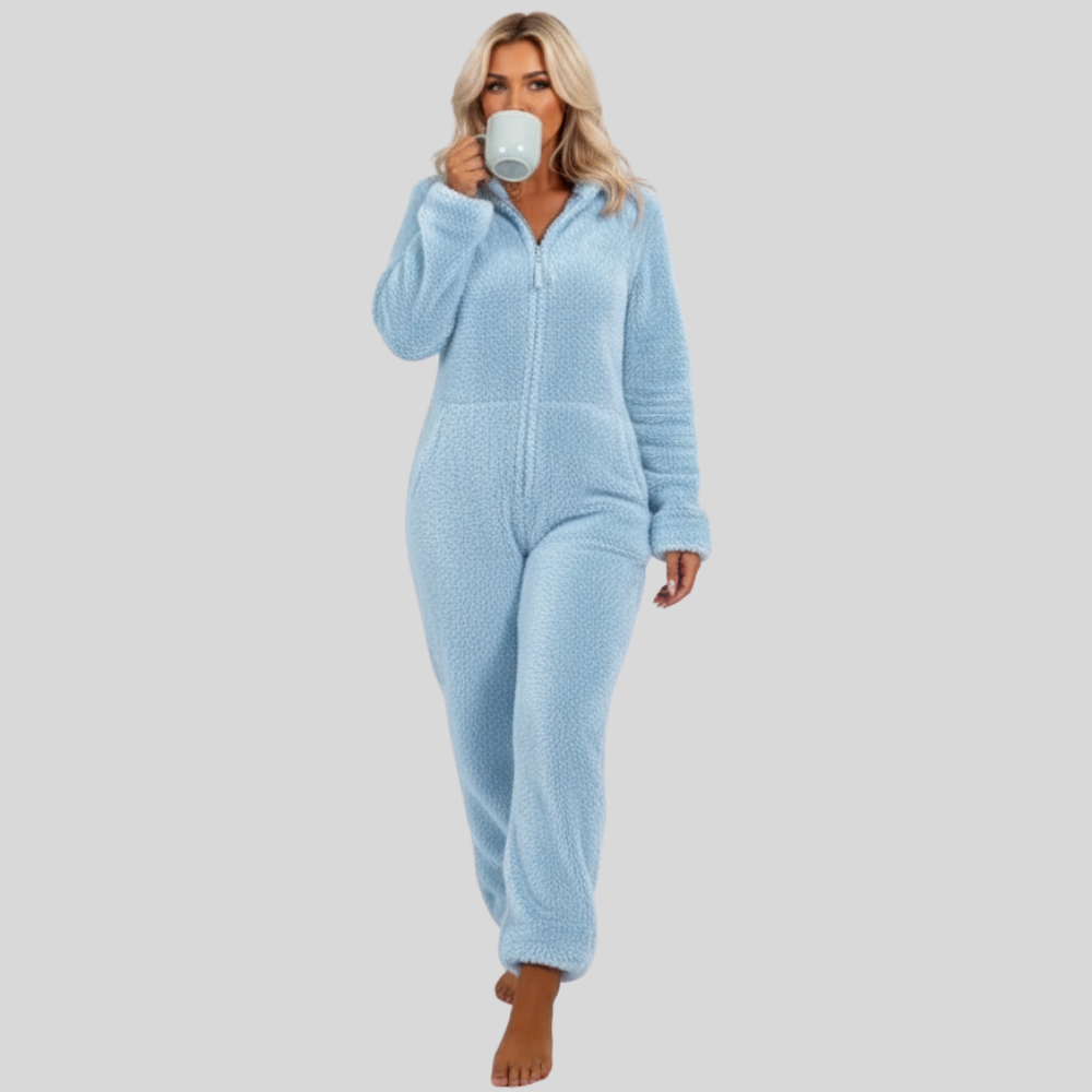 Plush Hooded Long Sleeve Jumpsuit