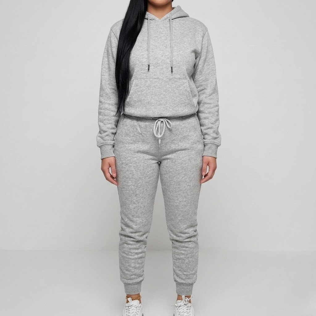 Hooded Long Sleeve Pullover And Sweatpants Set For Women