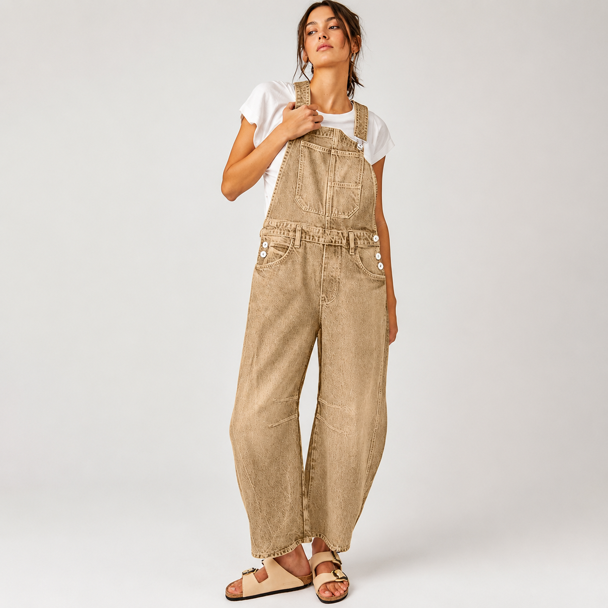 Wide Loose Straight Denim Overalls Jumpsuit For Women