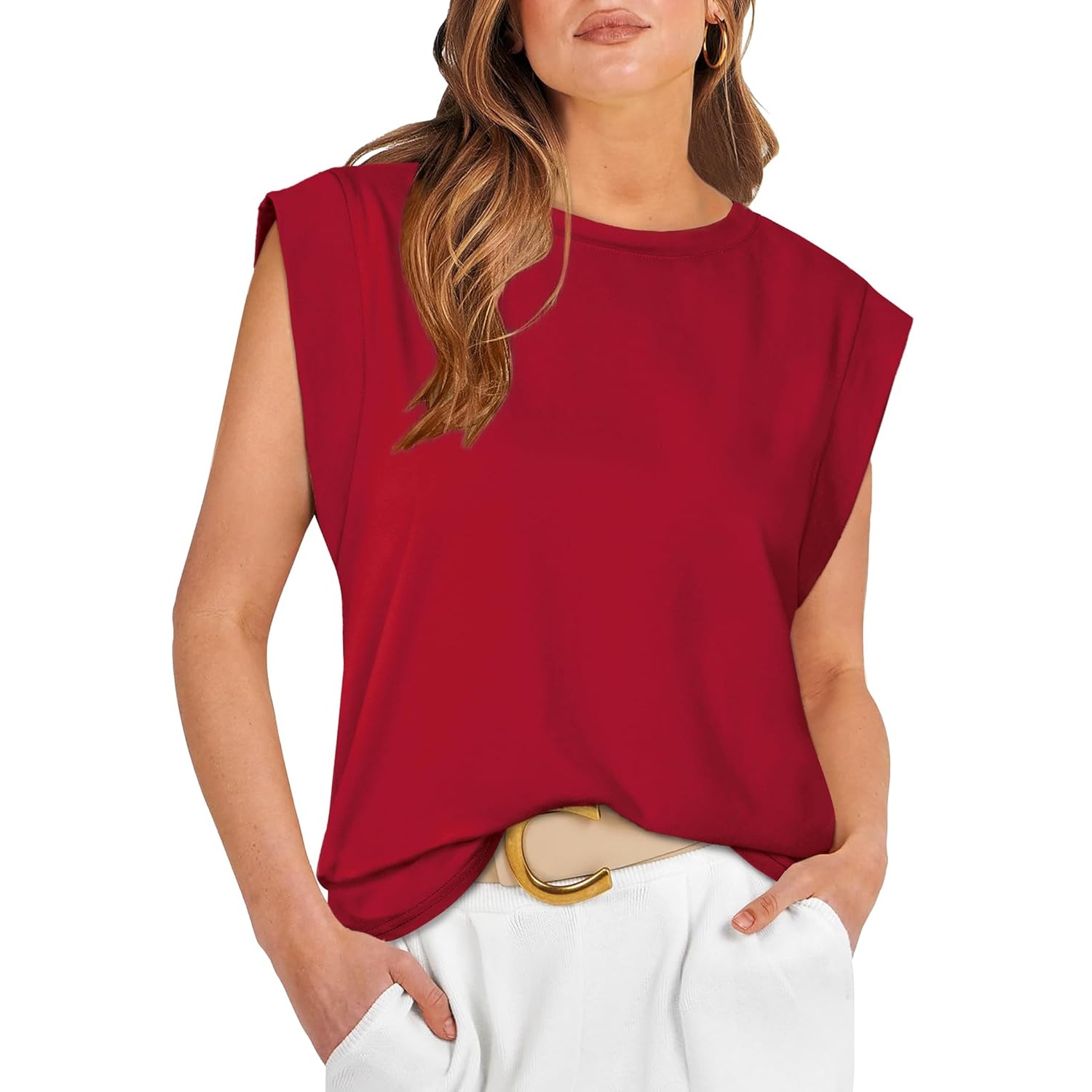 Loose Fit Cap Sleeve Tee Shirts For Women