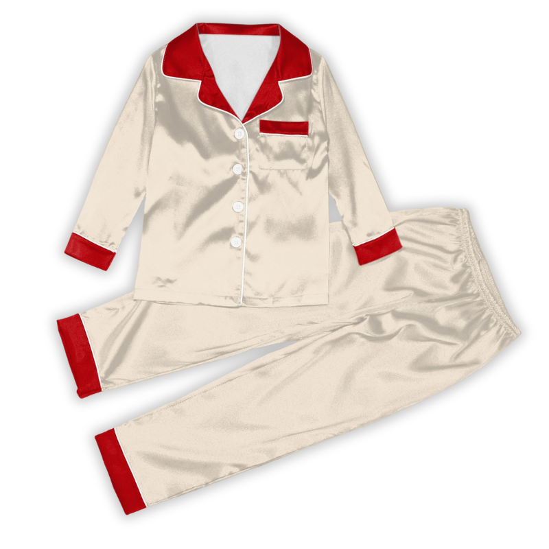 Festive Family Matching Pajama SetSatin Trimmed Button Down Pajama Set - Image 6