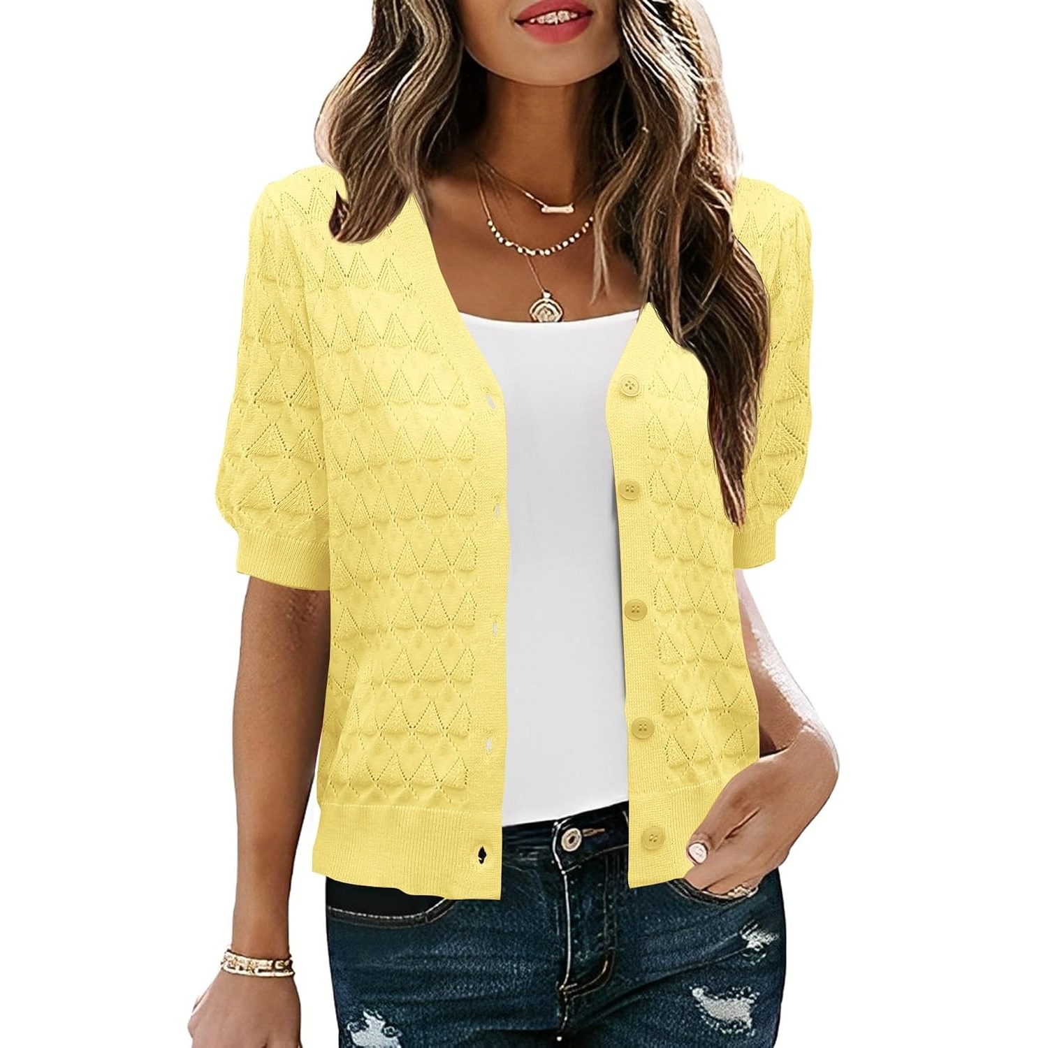 Casual Button Down Lightweight Cardigan Sweater For Women