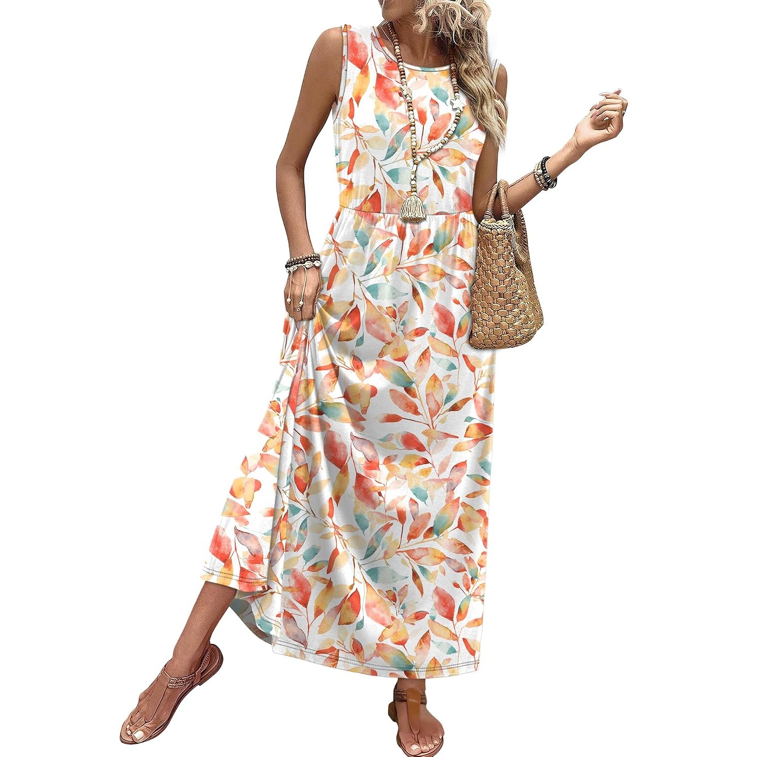 Casual Sleeveless Summer Flowy Maxi Dress For Women