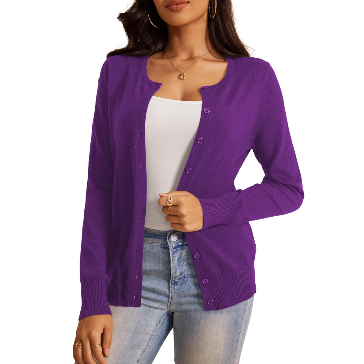 Soft Long Sleeve Soft Knit Cardigan Sweater For Women