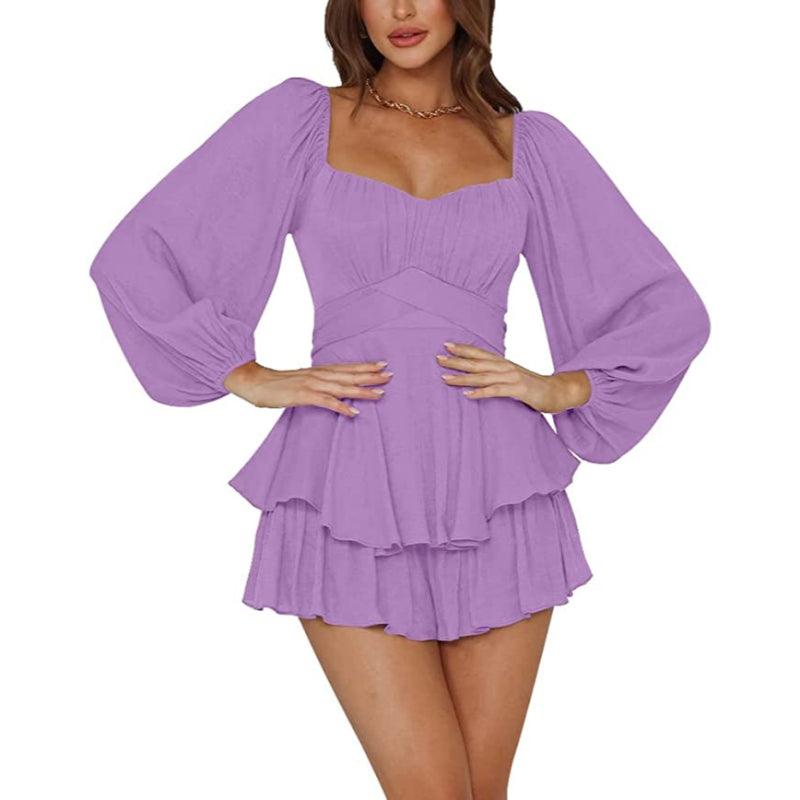 Ruffle Sleeves Mini Dress-Comfy Jumpsuits