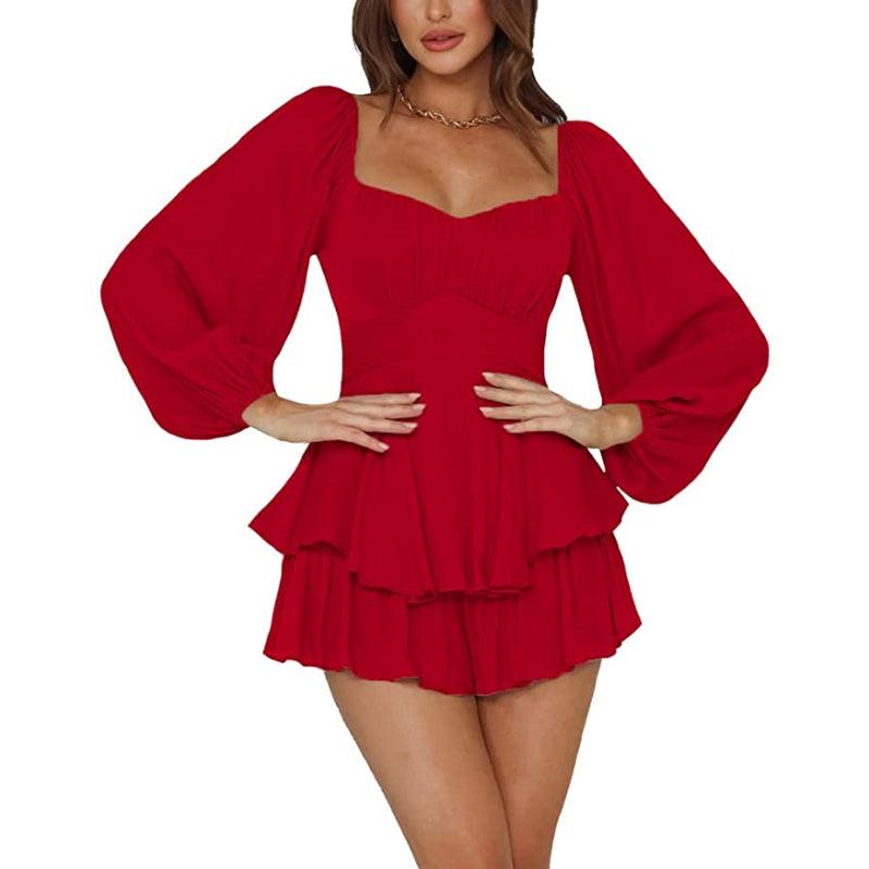 Ruffle Sleeves Mini Dress-Comfy Jumpsuits
