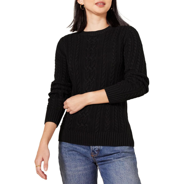 womens Fisherman Cable Crewneck Sweater