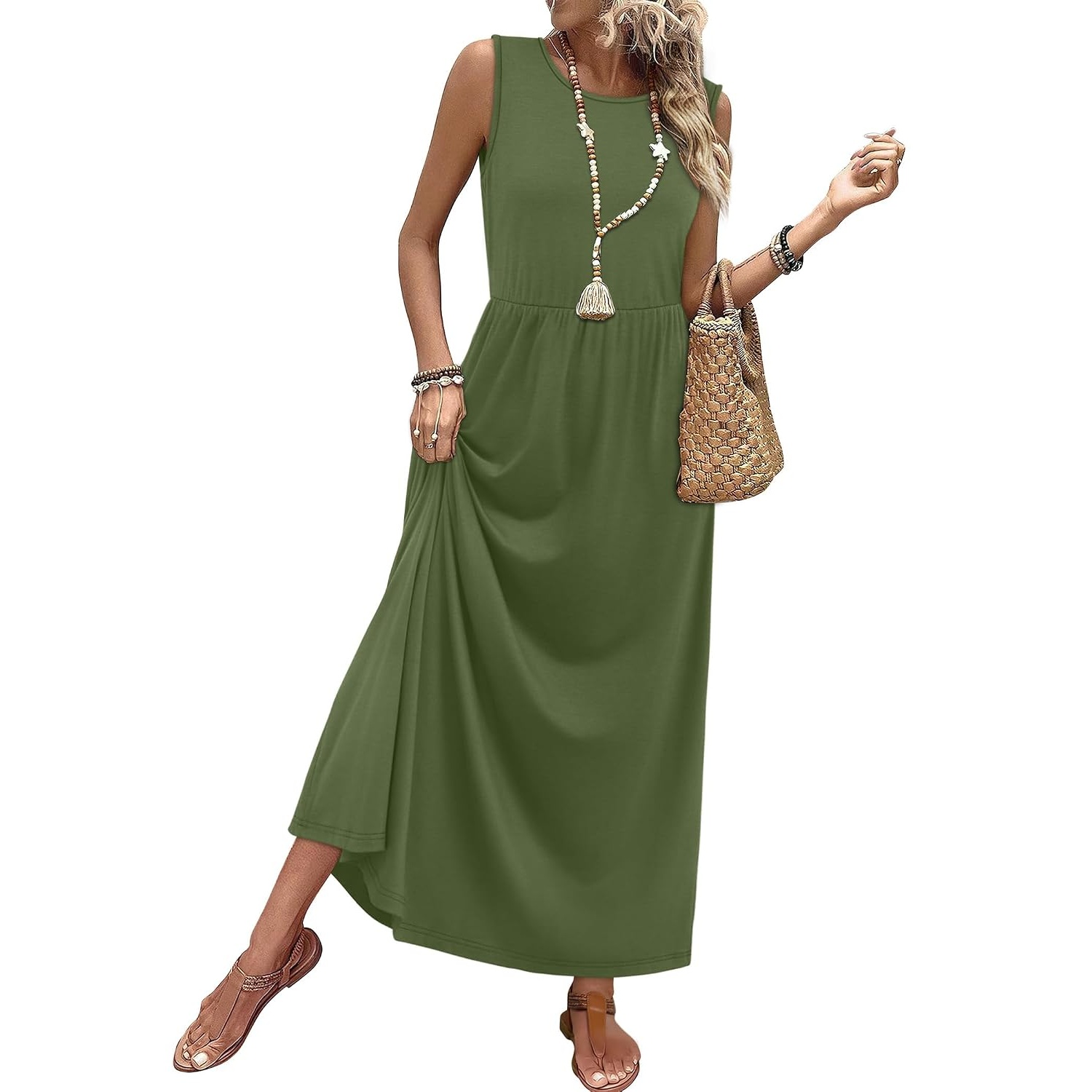 Casual Sleeveless Summer Flowy Maxi Dress For Women