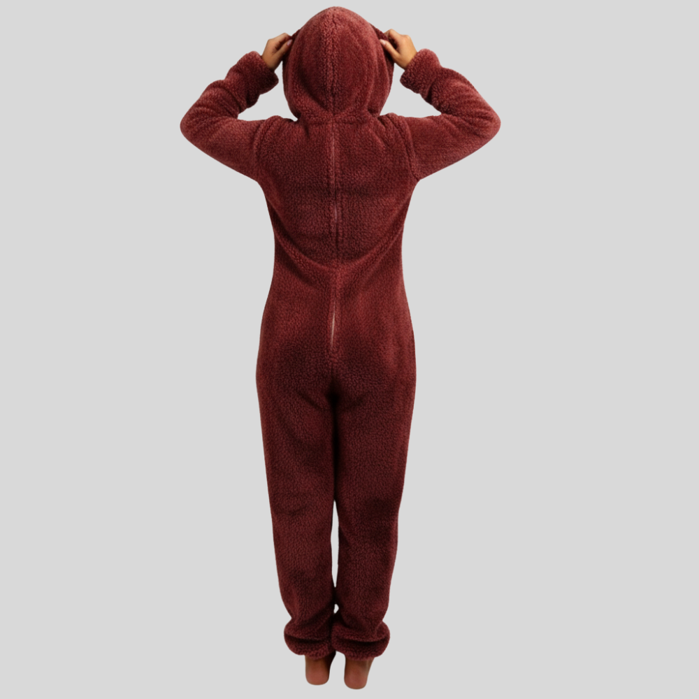 Plush Hooded Long Sleeve Jumpsuit
