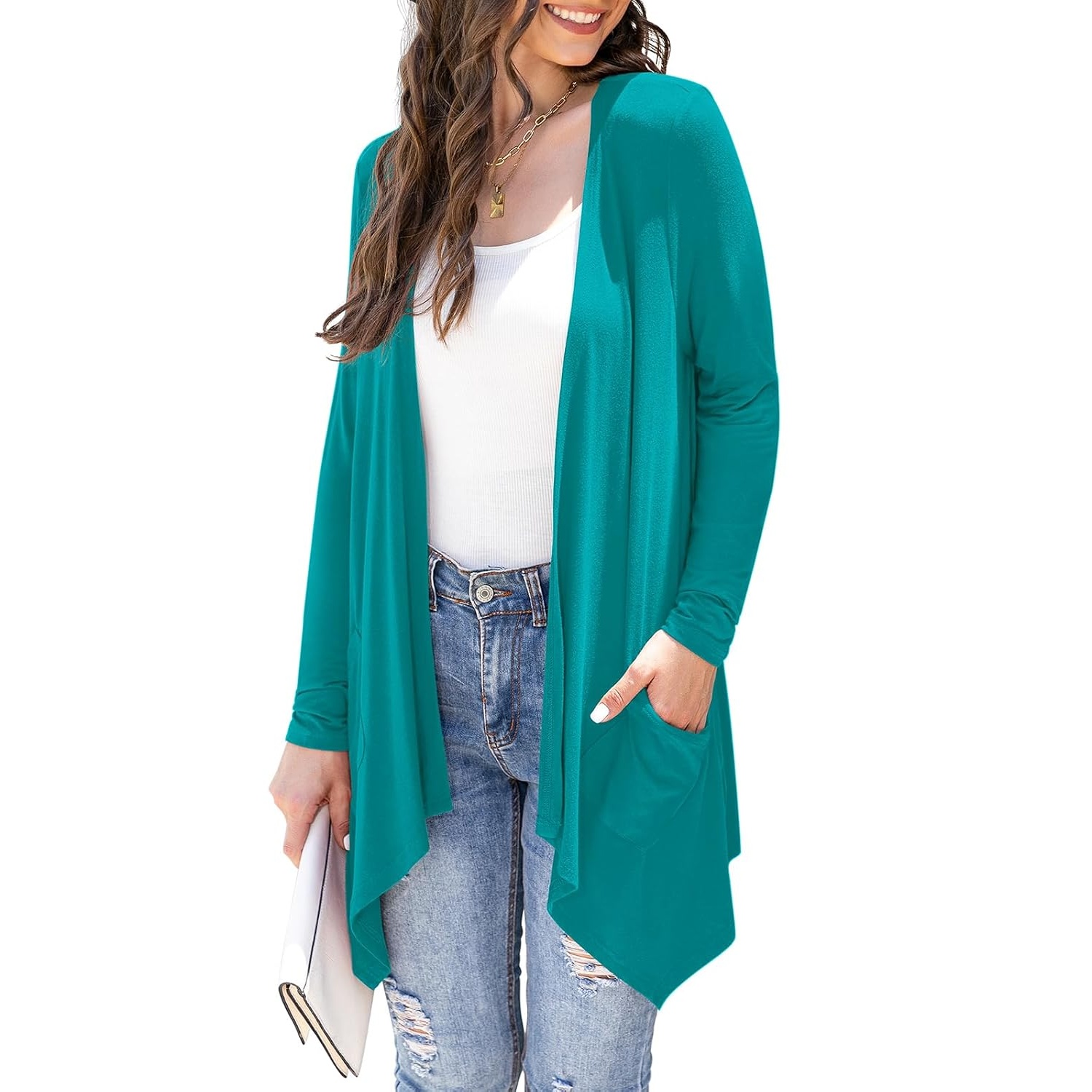 Soft Long Sleeve Draped Duster Cardigan For Women