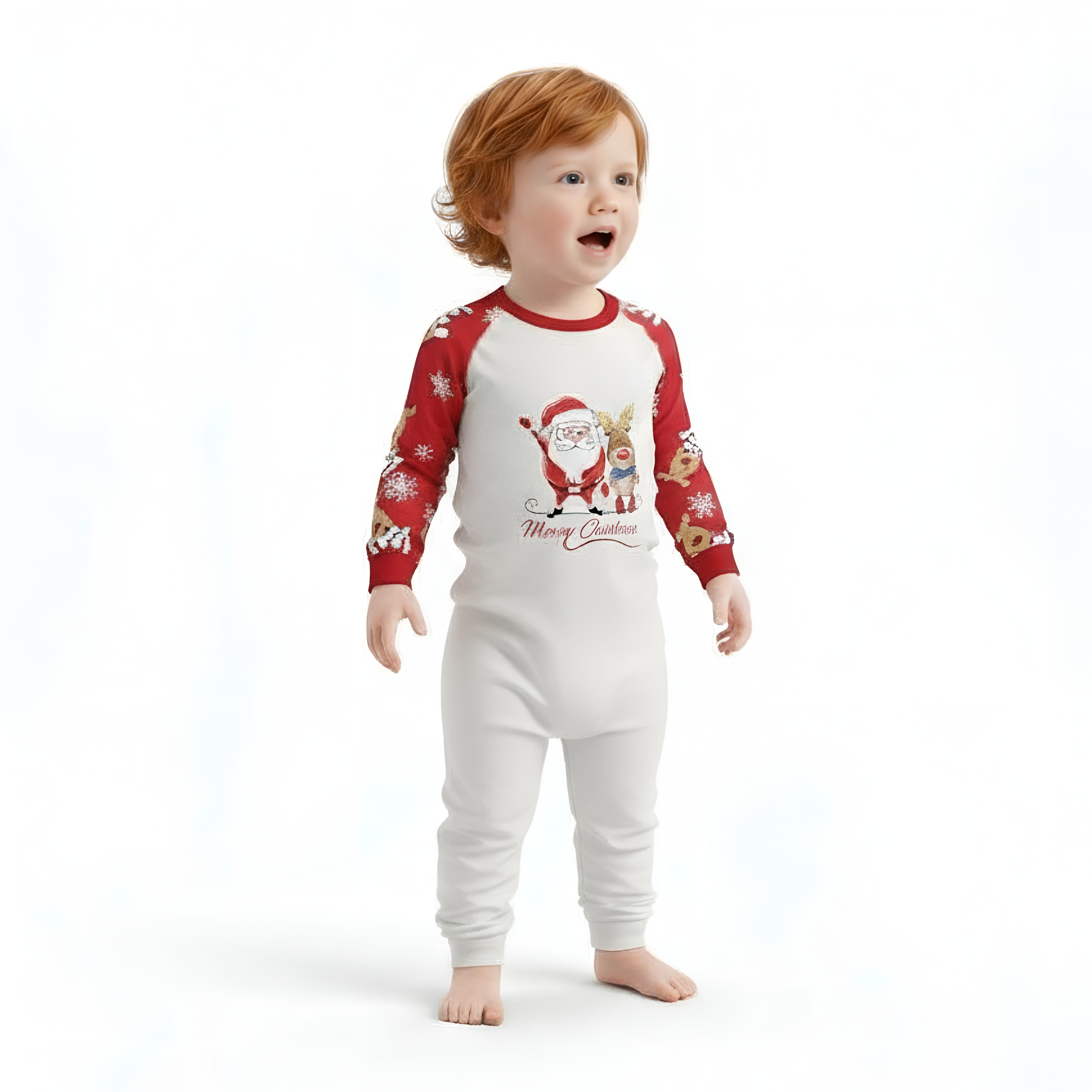 Santa And Reindeer Printed Family Matching Pajama SetsSanta And Reindeer Printed Family Matching Pajama Sets - Image 5