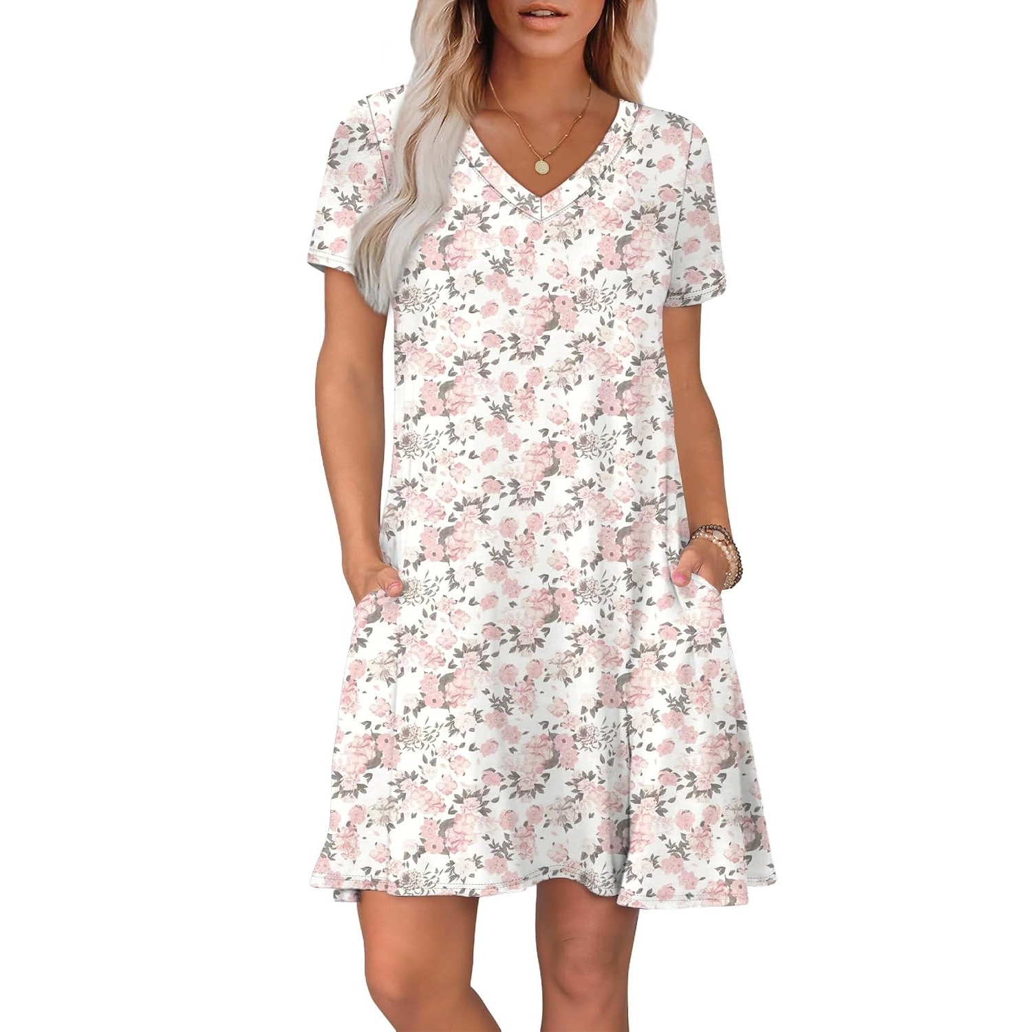 Boho Summer Loose T Shirt Dress With Pockets