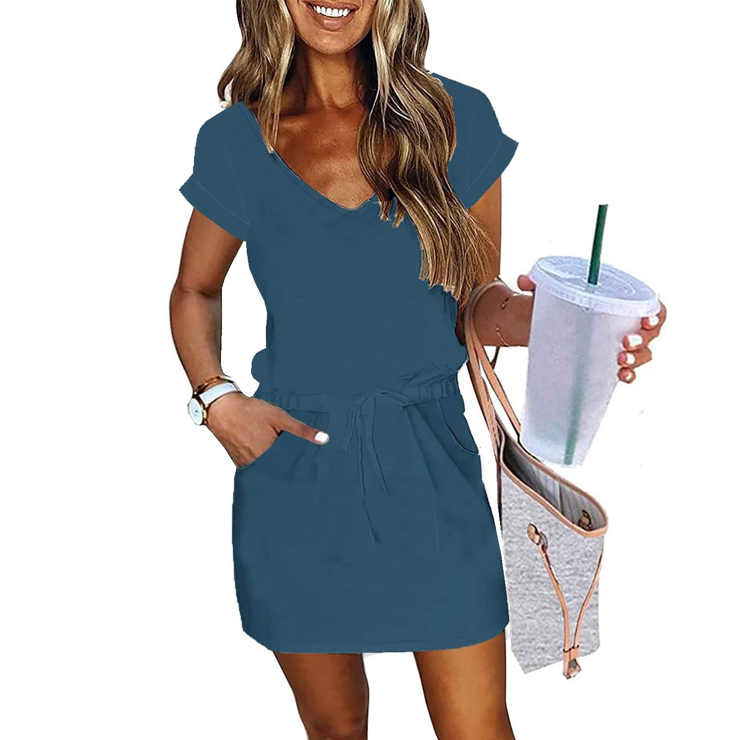 Casual Lantern Sleeve Mini Dress For Women