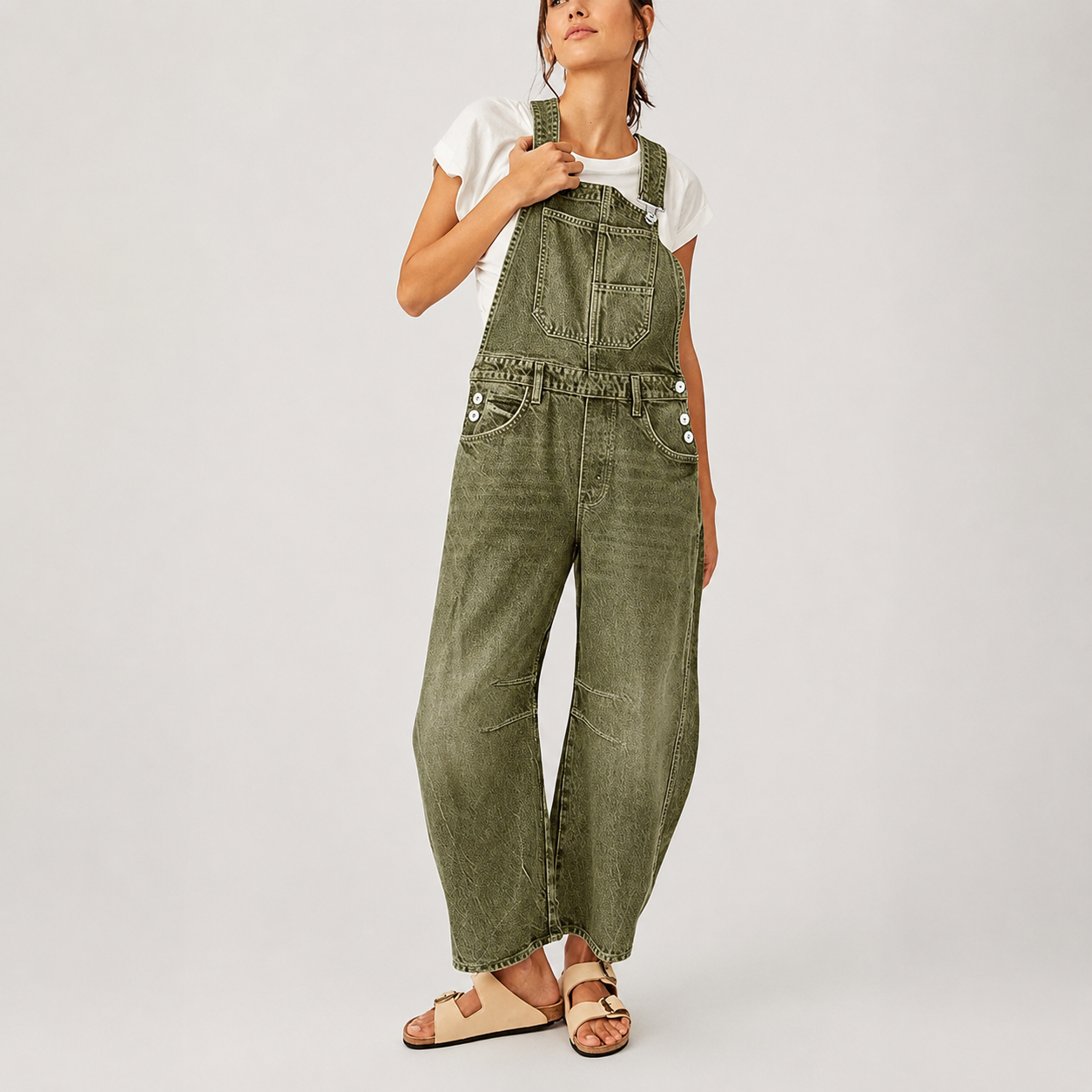 Wide Loose Straight Denim Overalls Jumpsuit For Women