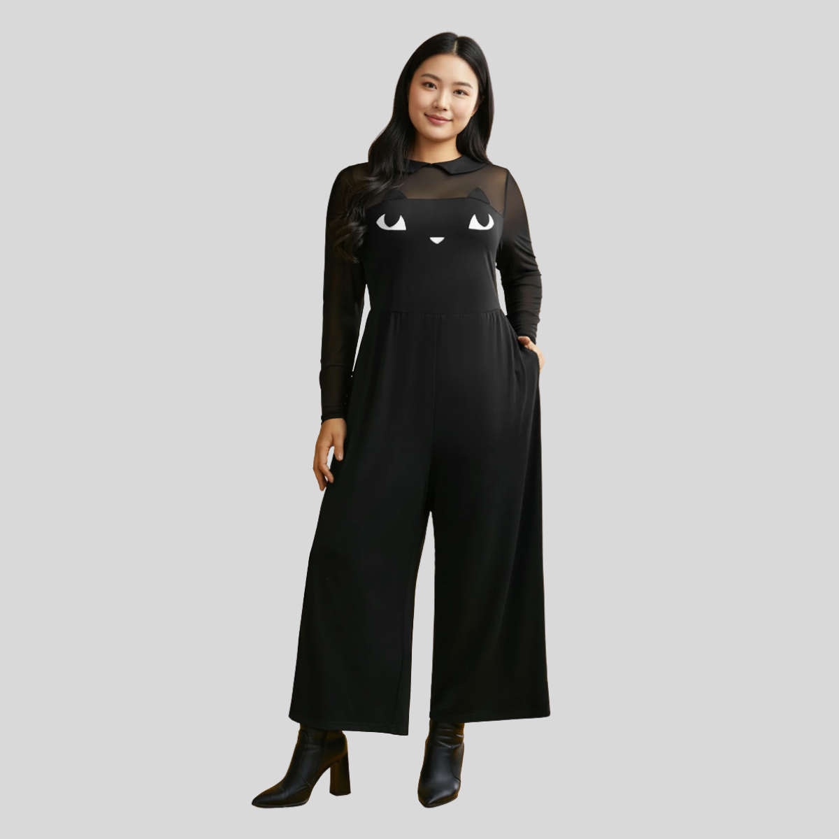 Stretch Fabric Cat Jumpsuit