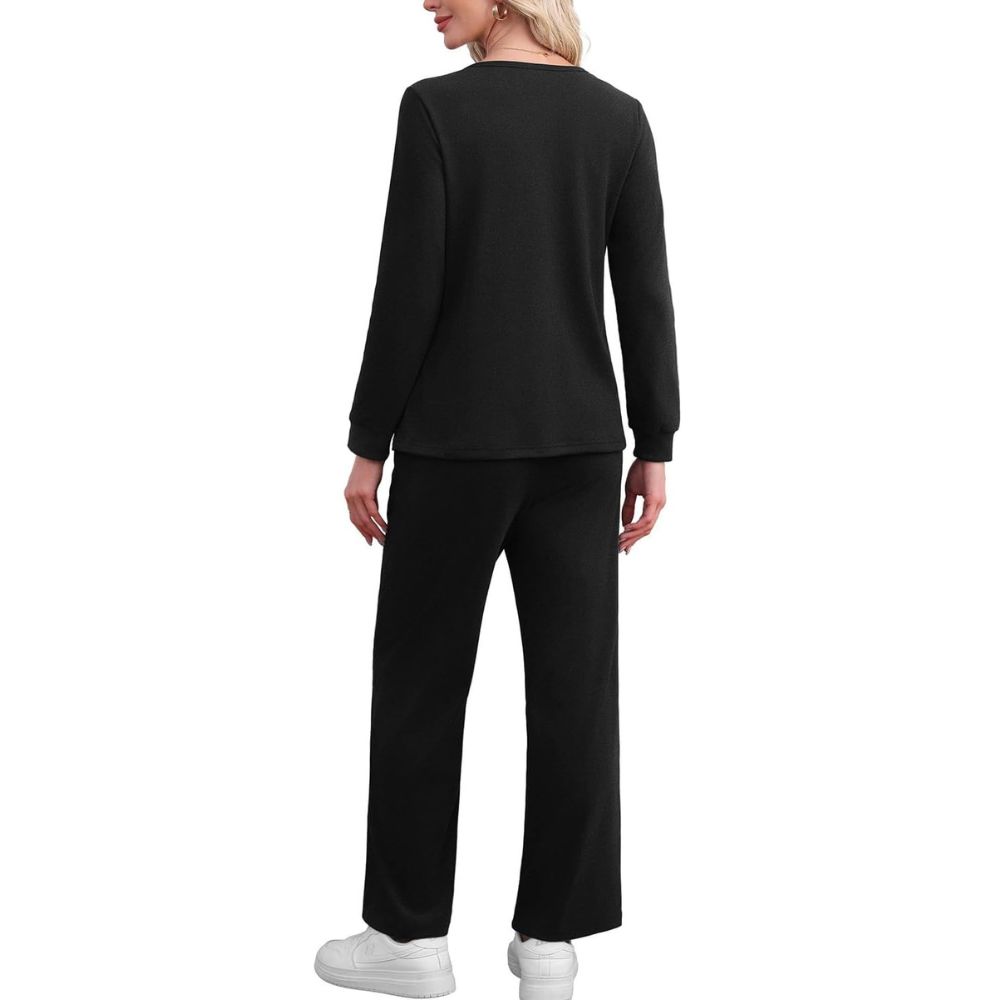 Lounge Sets for Women Two Piece - Button Down Sweatsuit Sweatpant with Pockets