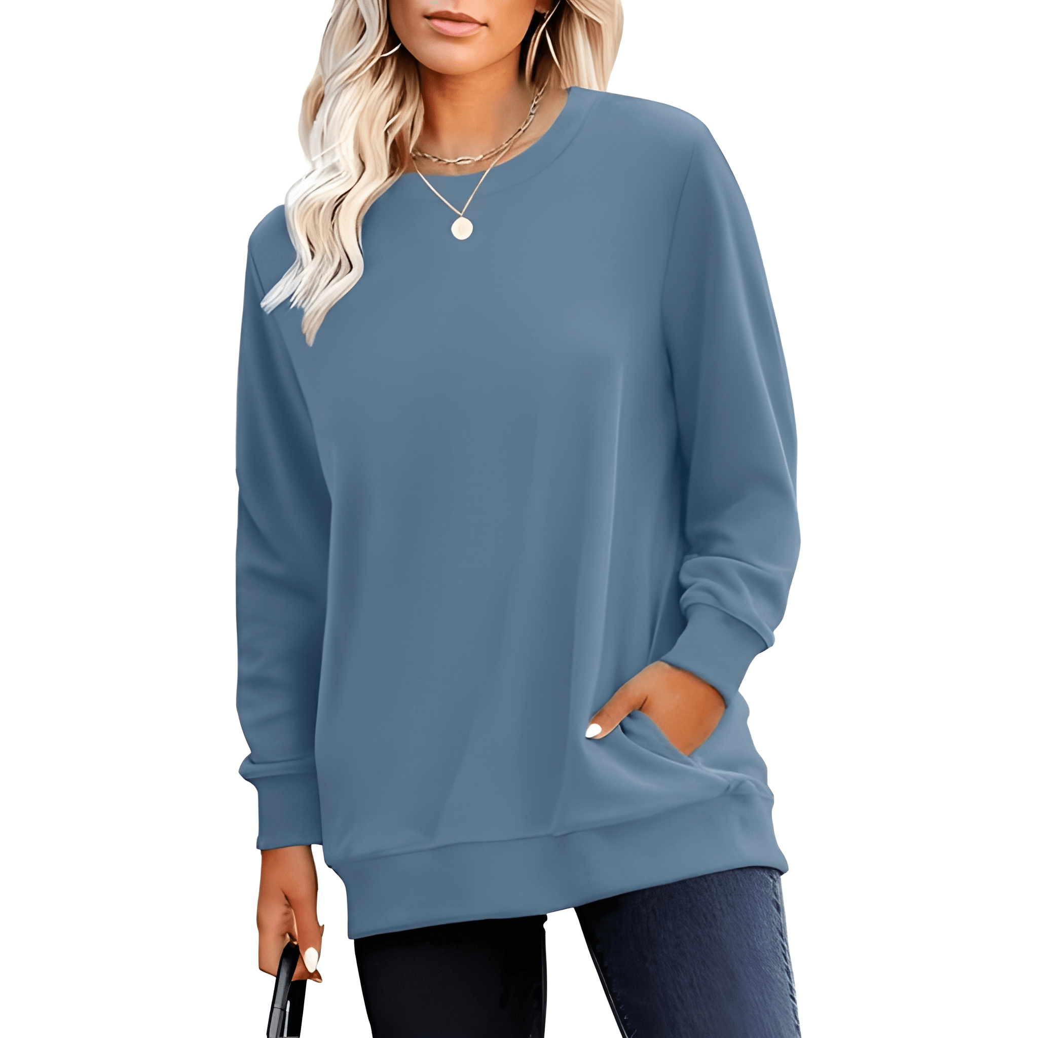 Plain Sweatshirt For Women With Pockets For Casual Style