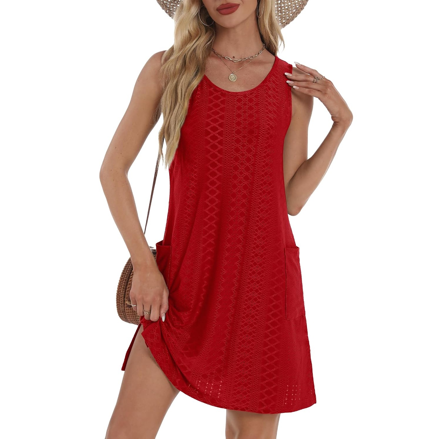 Sleeveless Summer Coverup Dress With Pockets