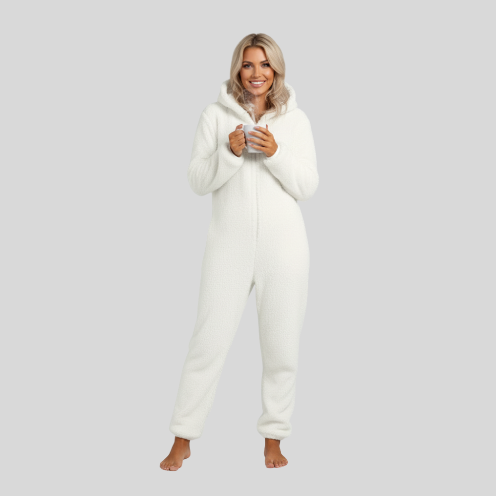 Plush Hooded Long Sleeve Jumpsuit