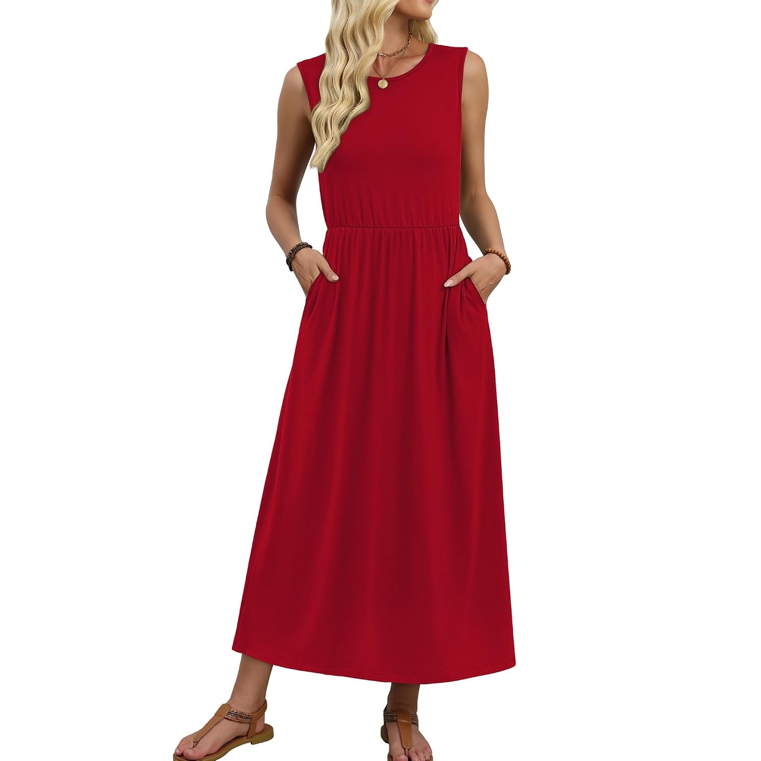Casual Sleeveless Summer Flowy Maxi Dress For Women