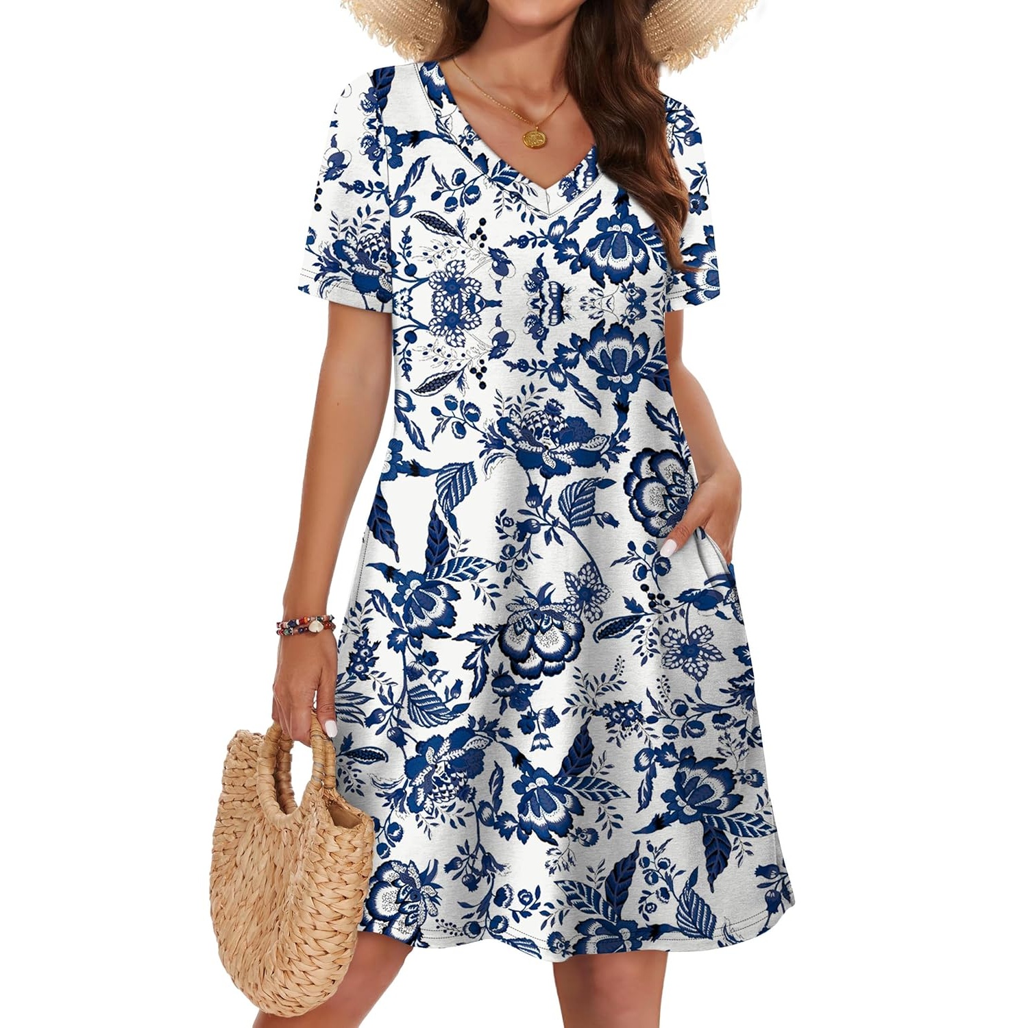 Boho Summer Loose T Shirt Dress With Pockets