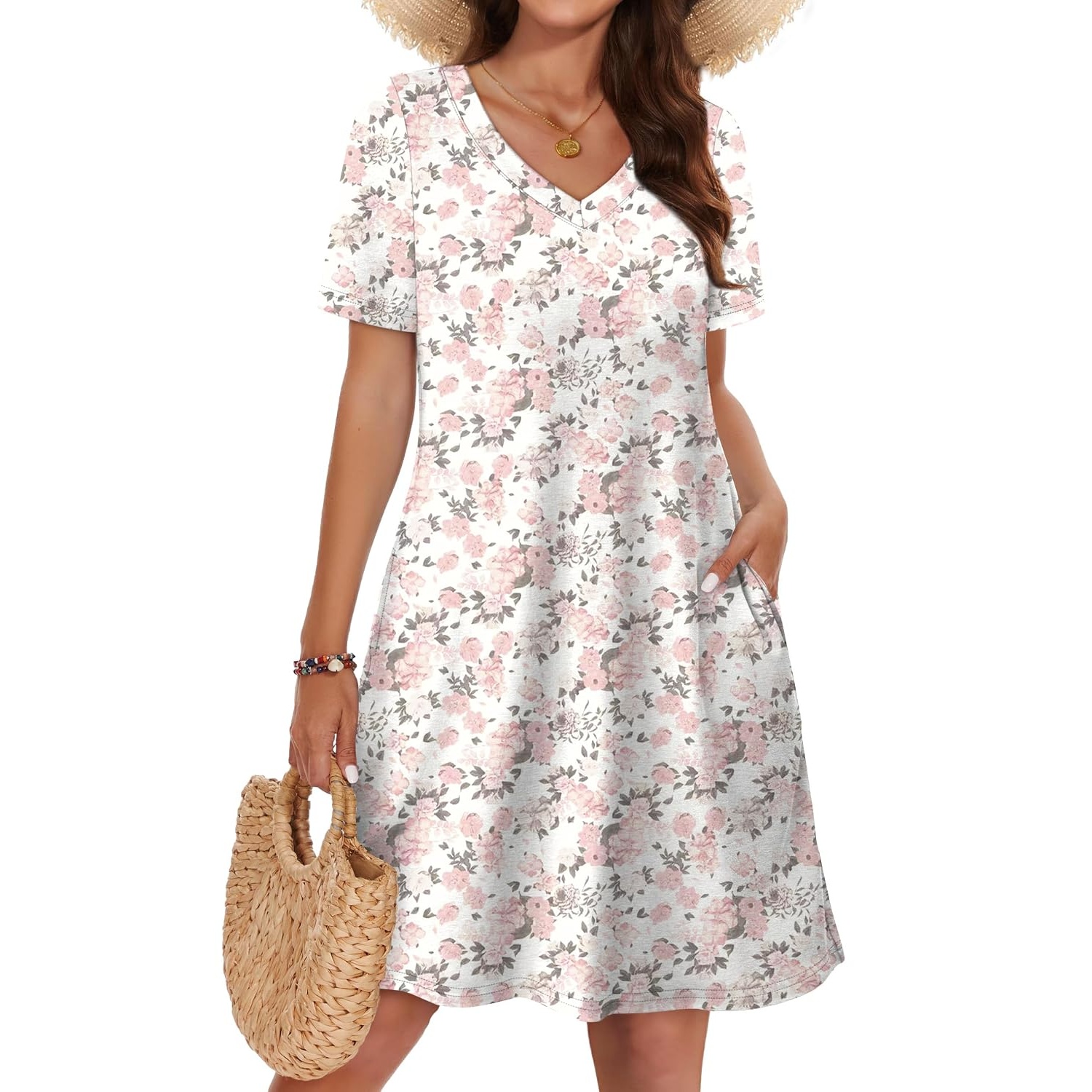 Boho Summer Loose T Shirt Dress With Pockets